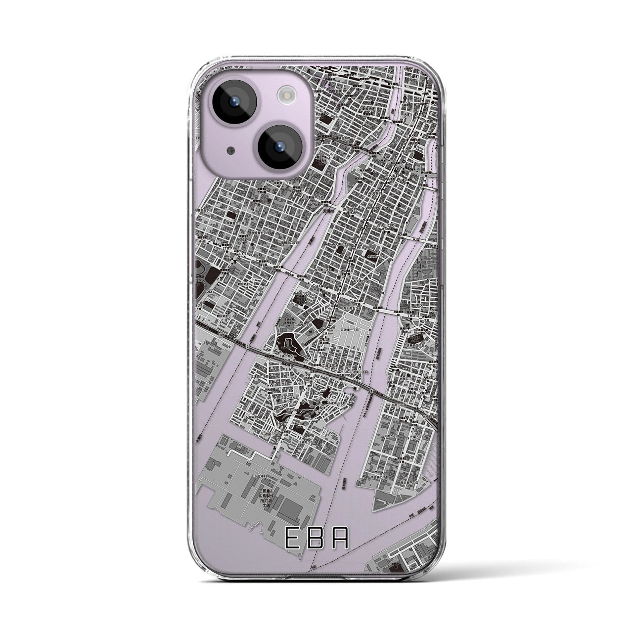 【江波(広島県)】地図柄iPhoneケース(クリアタイプ)