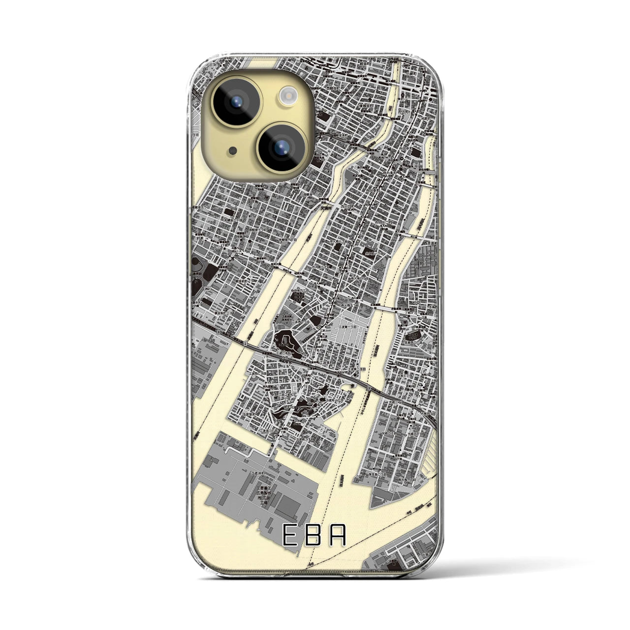 【江波(広島県)】地図柄iPhoneケース(クリアタイプ)