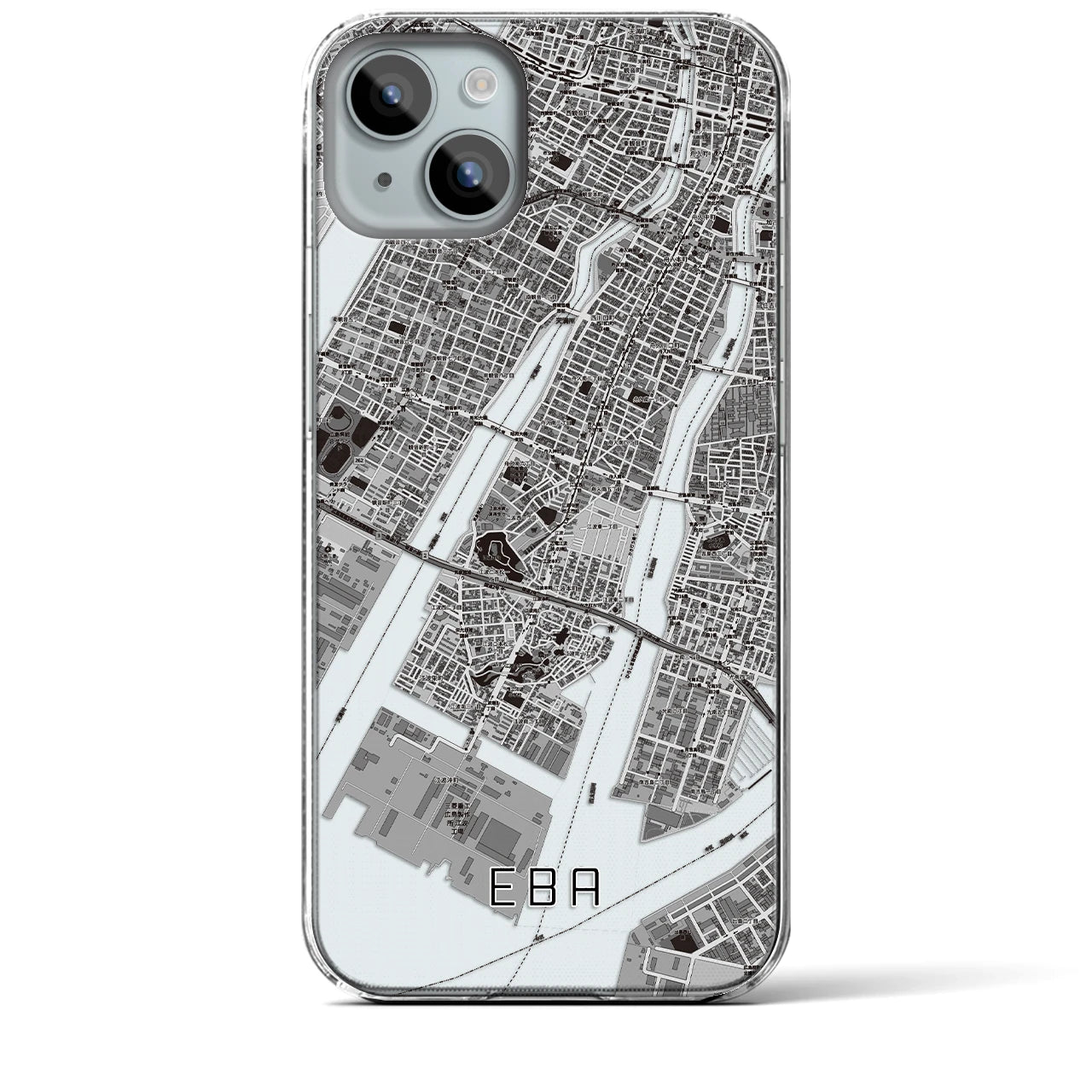 【江波(広島県)】地図柄iPhoneケース(クリアタイプ)