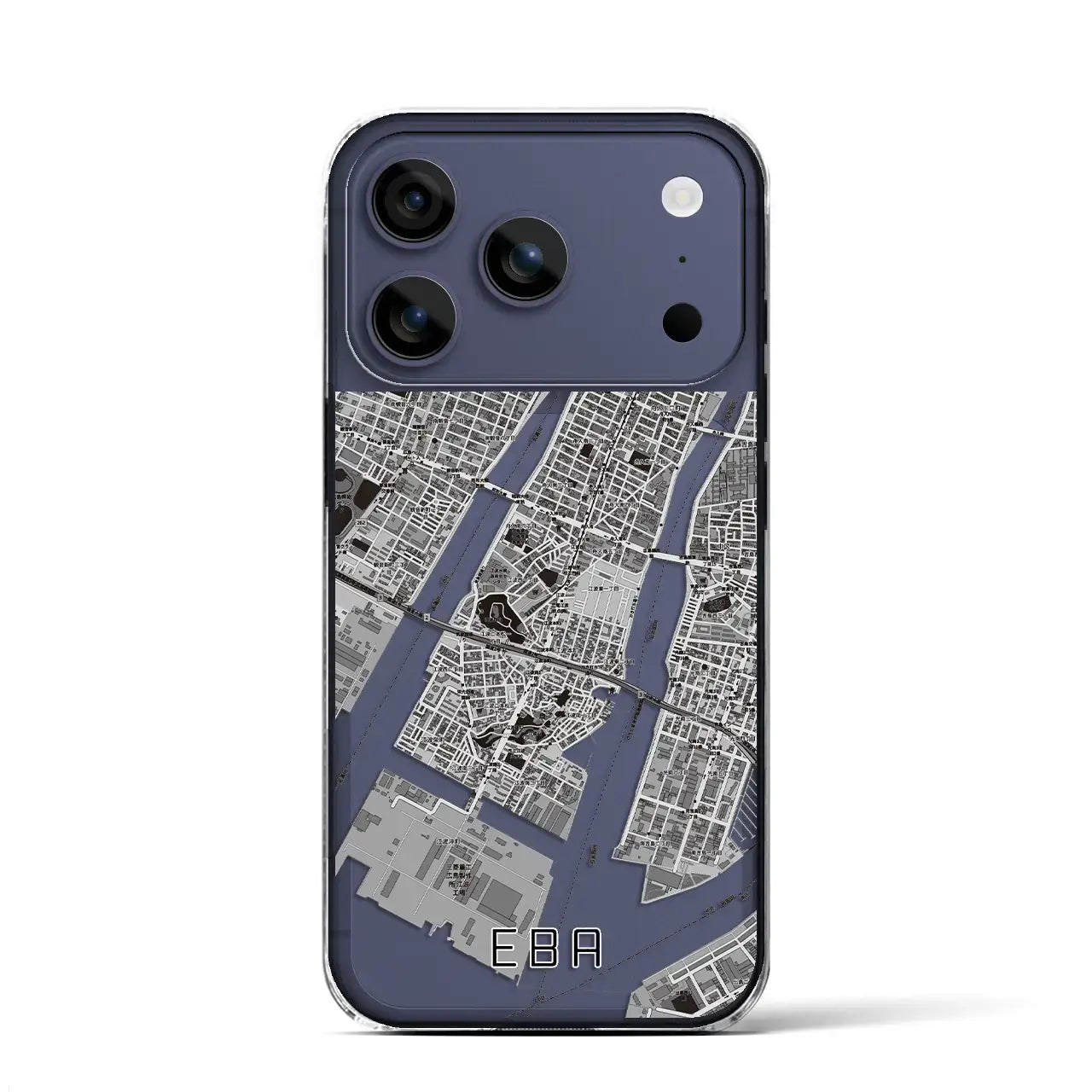 【江波(広島県)】地図柄iPhoneケース(クリアタイプ)モノトーン・iPhone 17 Pro Max 用