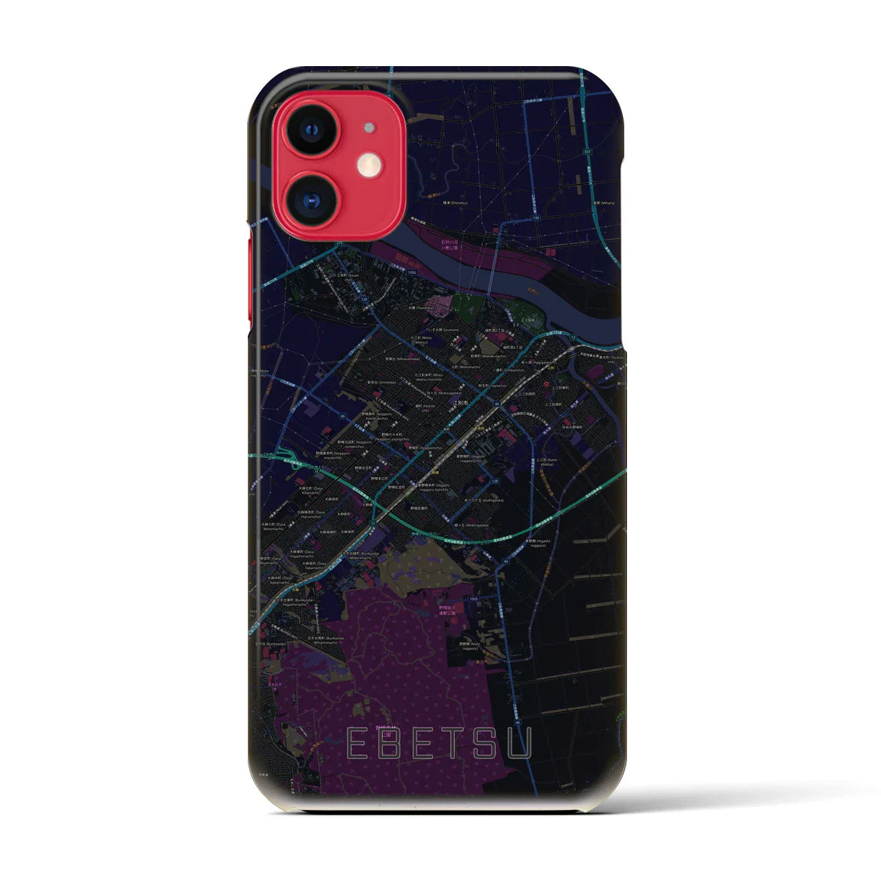 【江別(北海道)】地図柄iPhoneケース(バックカバータイプ)