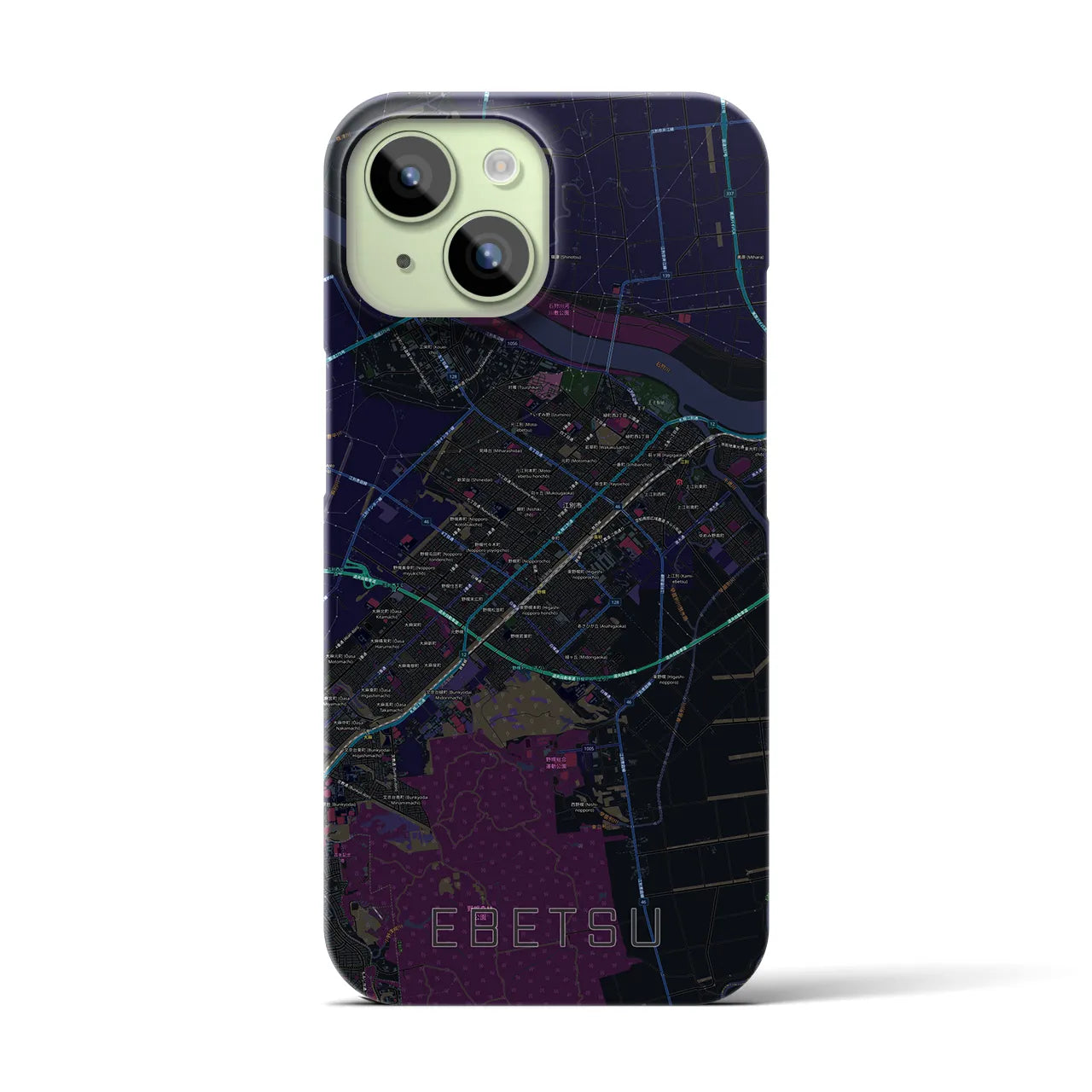 【江別(北海道)】地図柄iPhoneケース(バックカバータイプ)