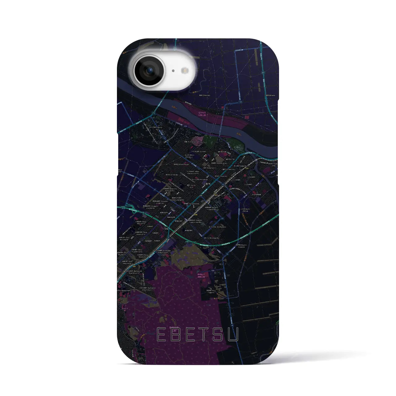 【江別(北海道)】地図柄iPhoneケース(バックカバータイプ)