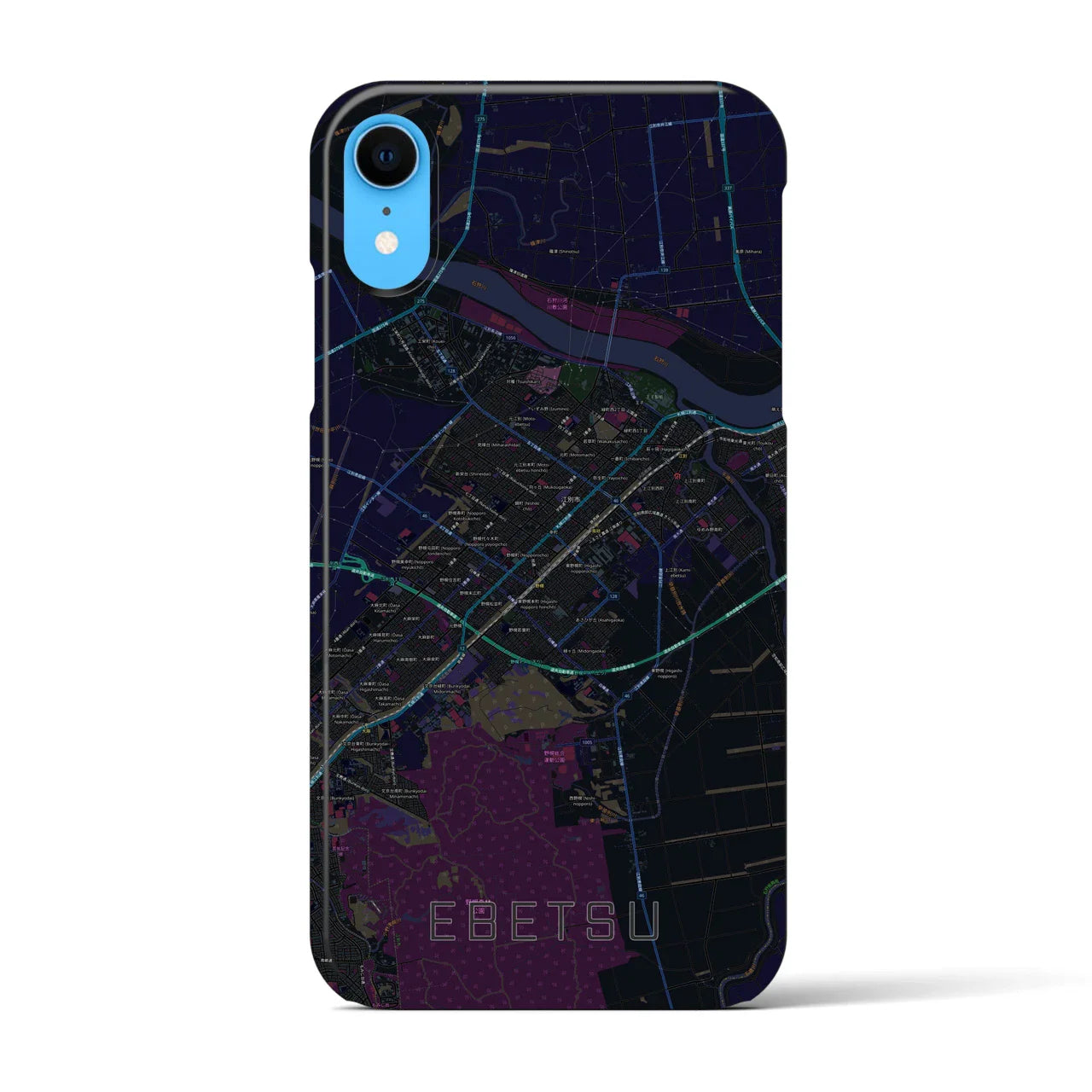【江別(北海道)】地図柄iPhoneケース(バックカバータイプ)