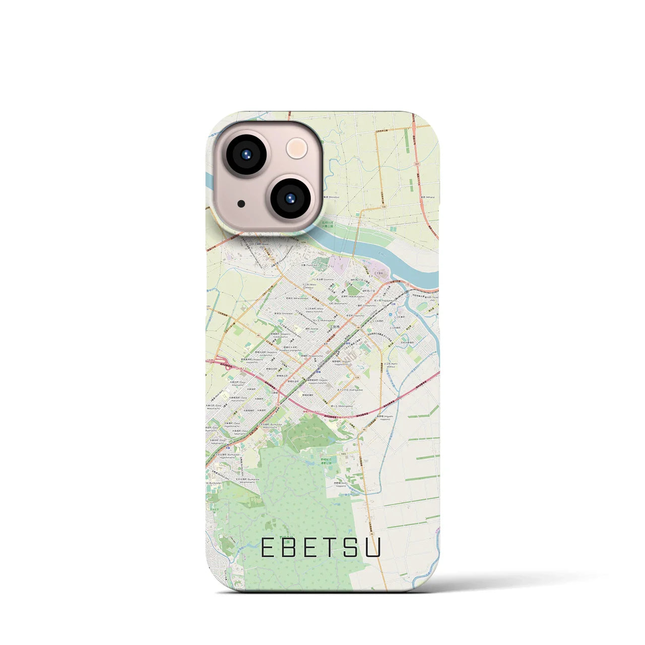 【江別(北海道)】地図柄iPhoneケース(バックカバータイプ)