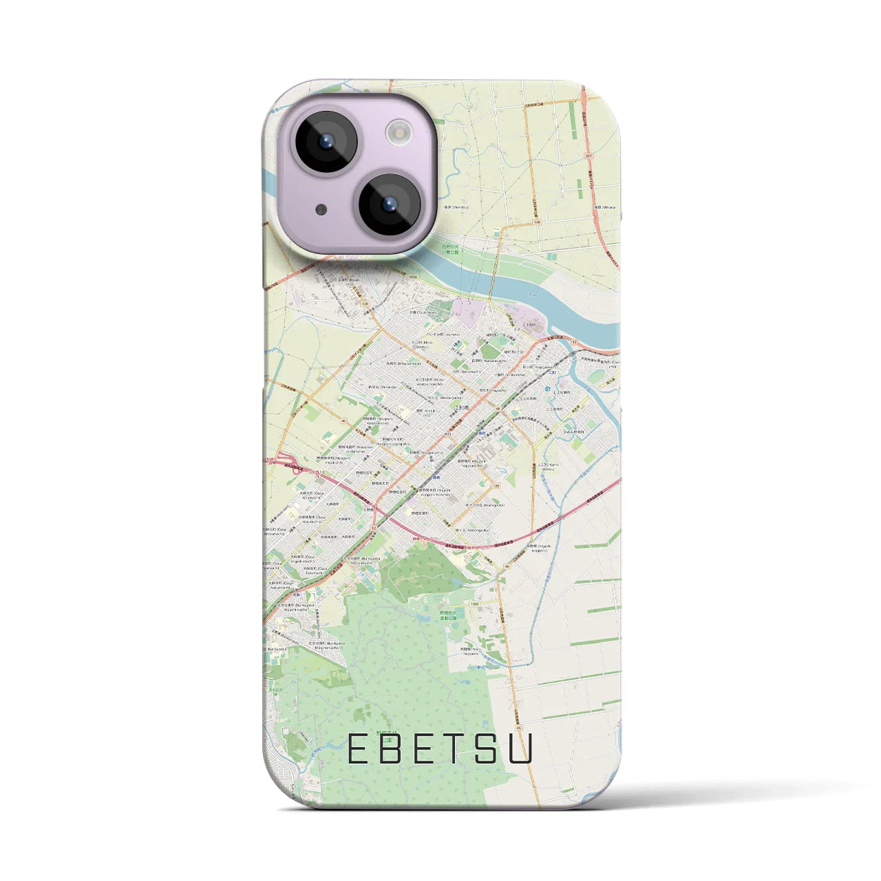 【江別(北海道)】地図柄iPhoneケース(バックカバータイプ)