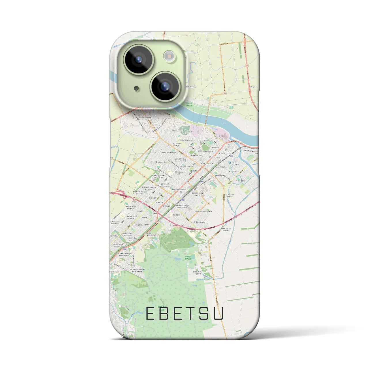 【江別(北海道)】地図柄iPhoneケース(バックカバータイプ)
