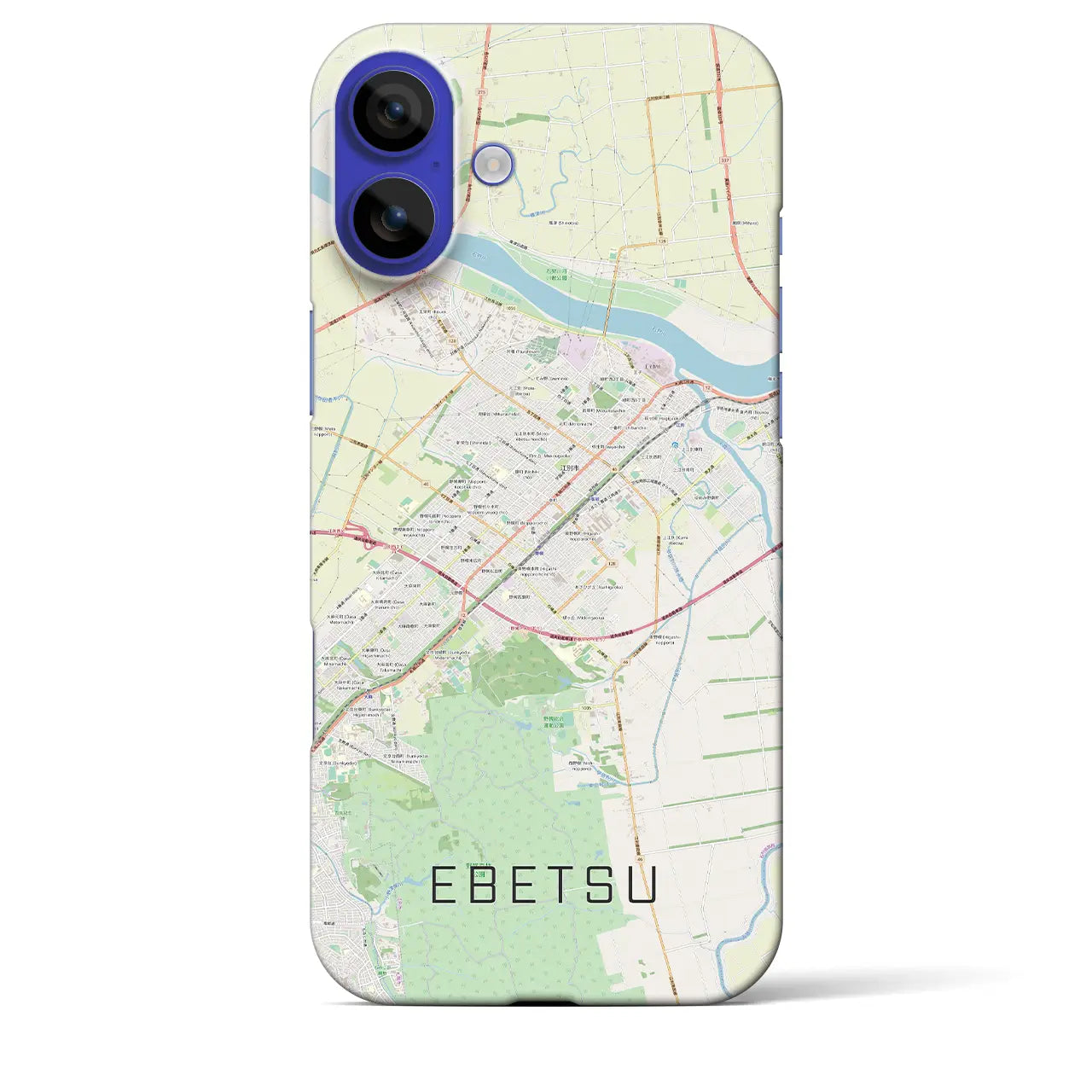 【江別(北海道)】地図柄iPhoneケース(バックカバータイプ)ブラック・iPhone 16 Pro Max 用