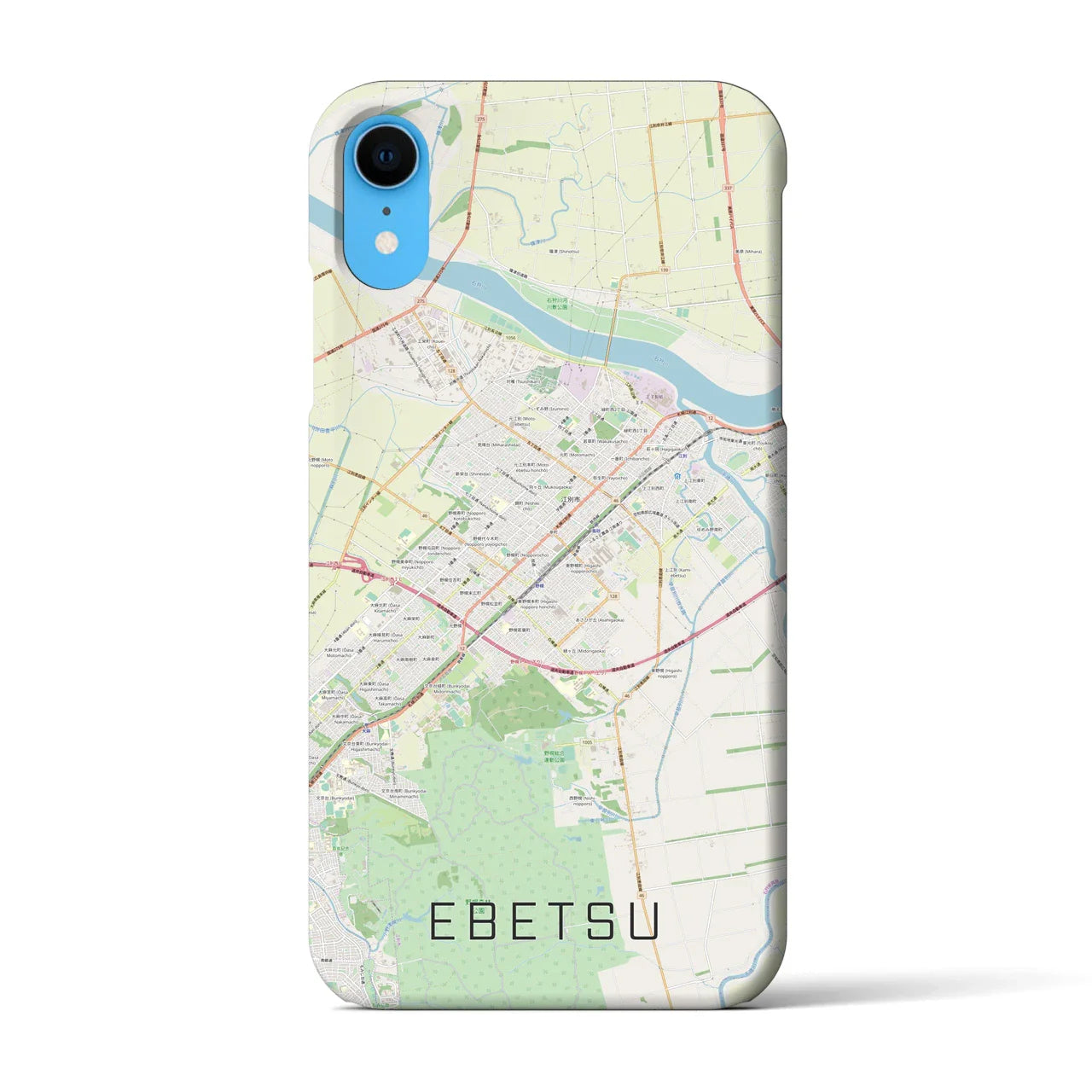 【江別(北海道)】地図柄iPhoneケース(バックカバータイプ)