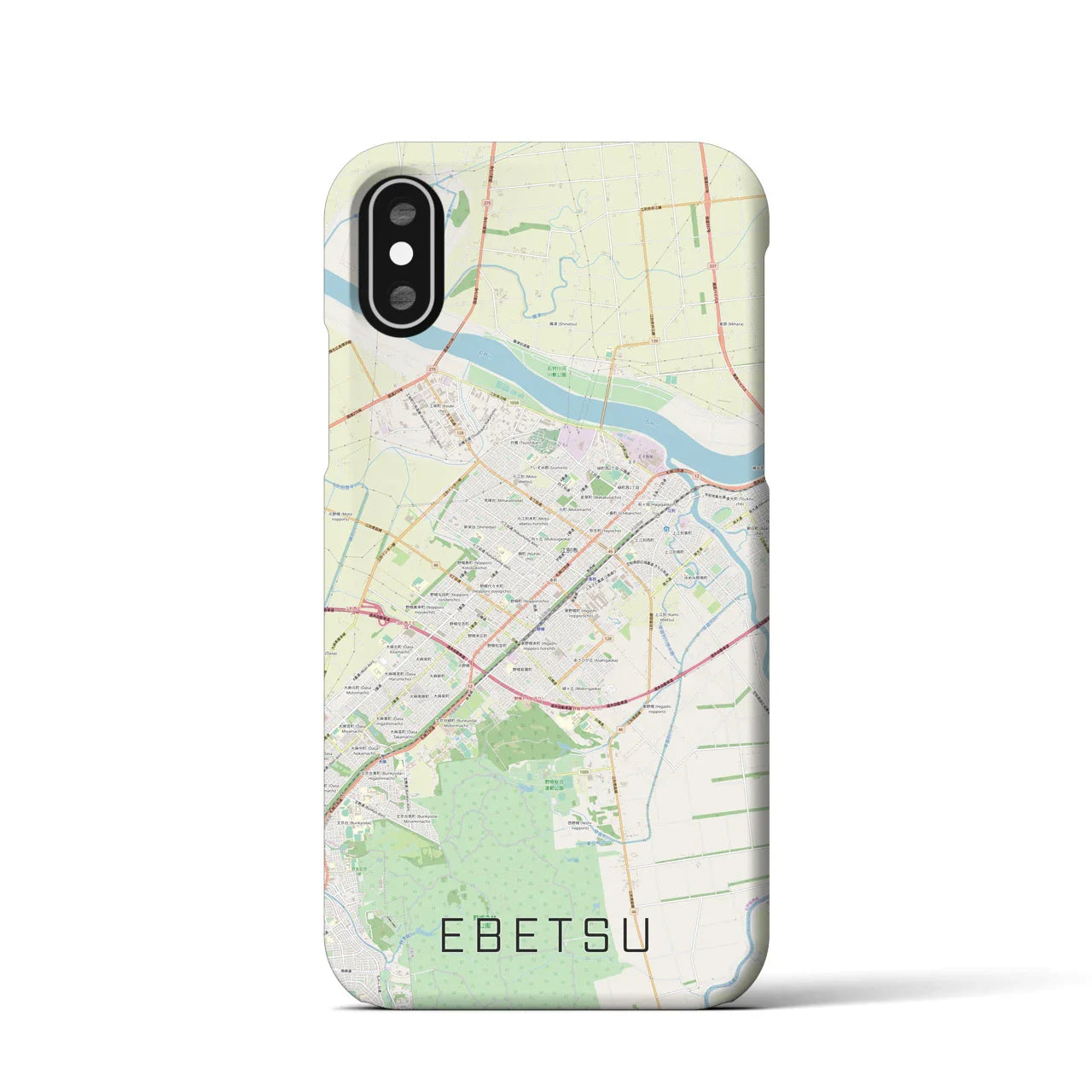 【江別(北海道)】地図柄iPhoneケース(バックカバータイプ)