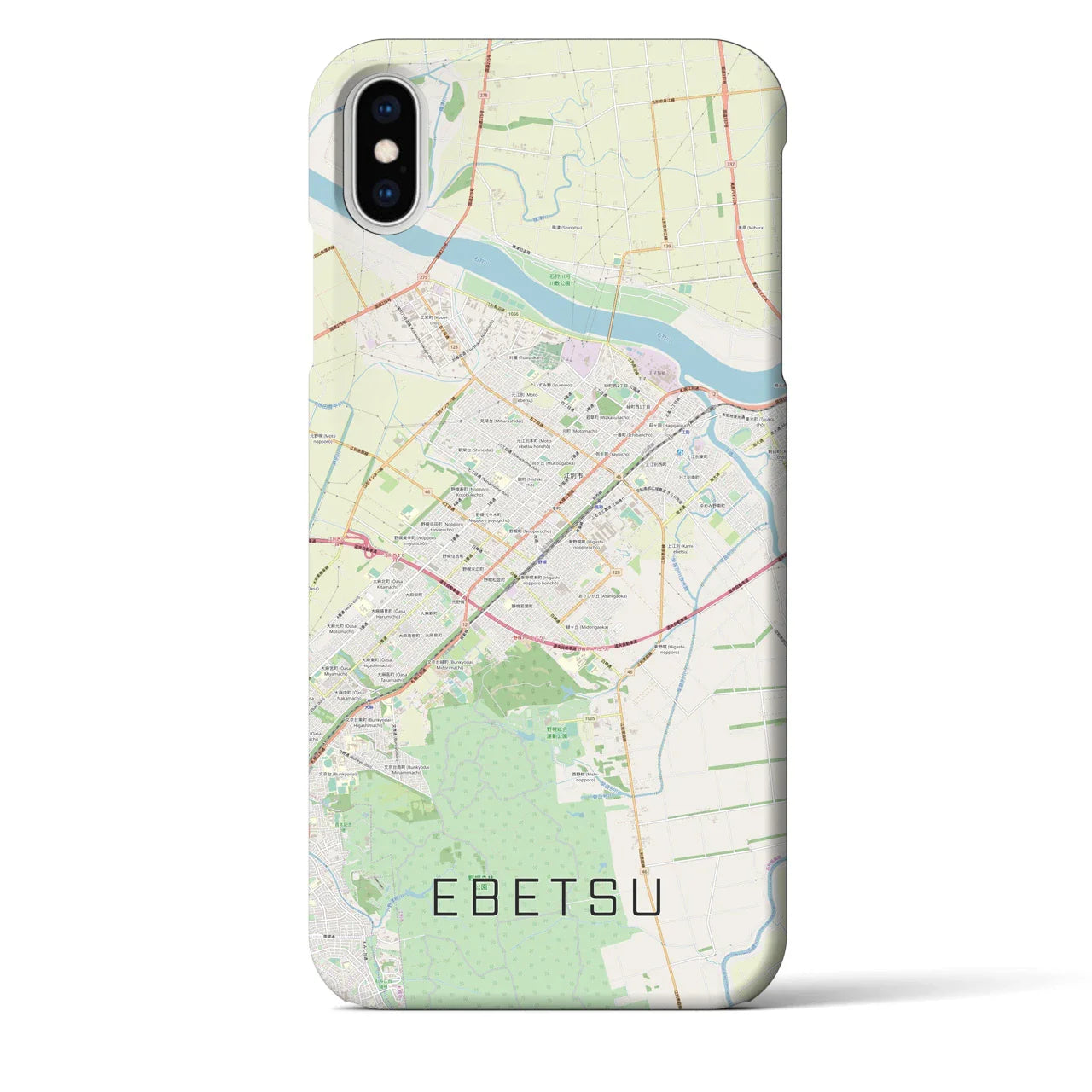 【江別(北海道)】地図柄iPhoneケース(バックカバータイプ)