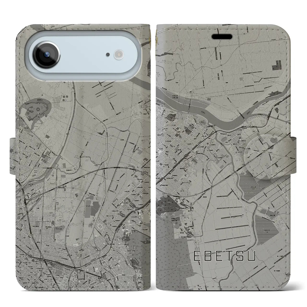 【江別(北海道)】地図柄iPhoneケース(手帳タイプ)