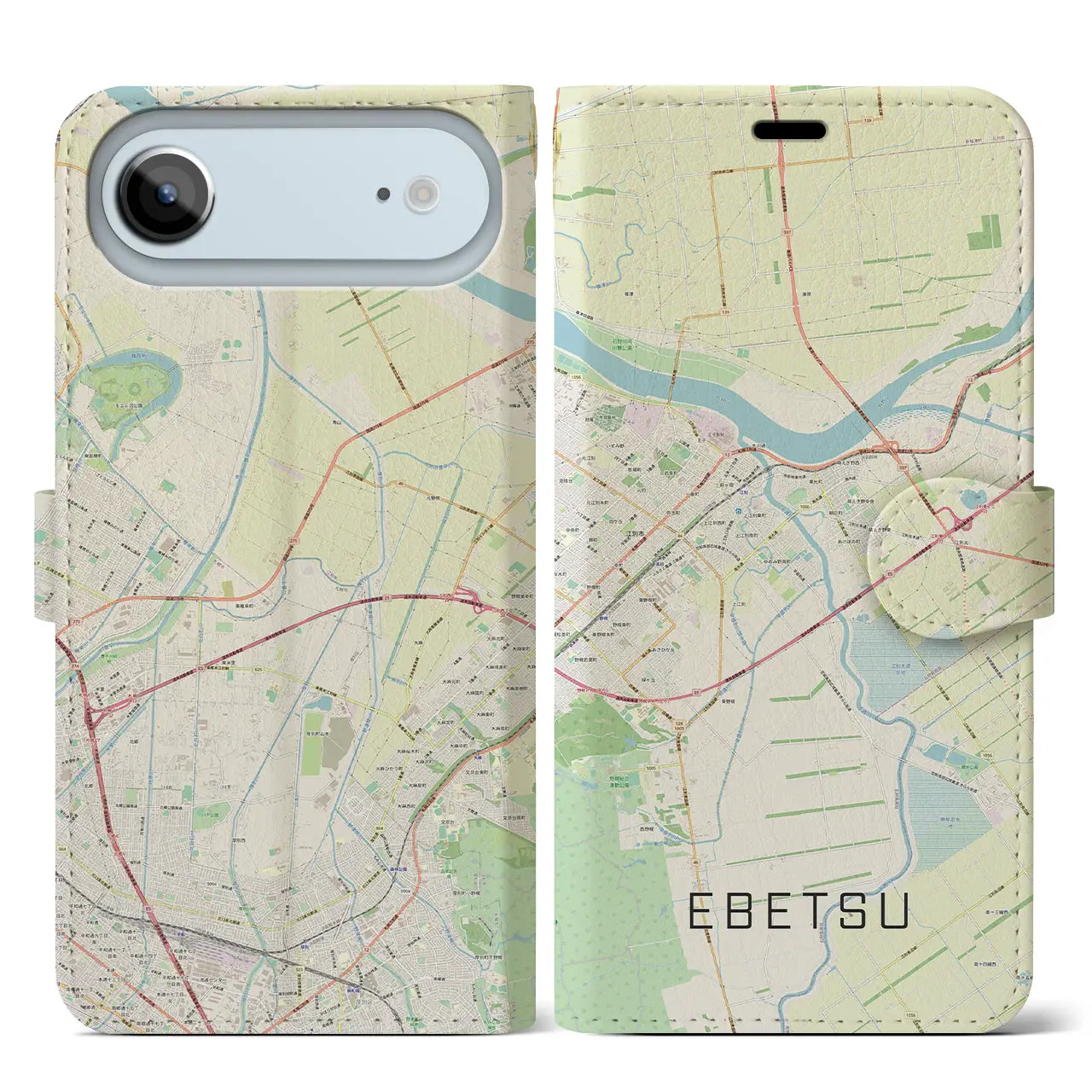 【江別(北海道)】地図柄iPhoneケース(手帳タイプ)