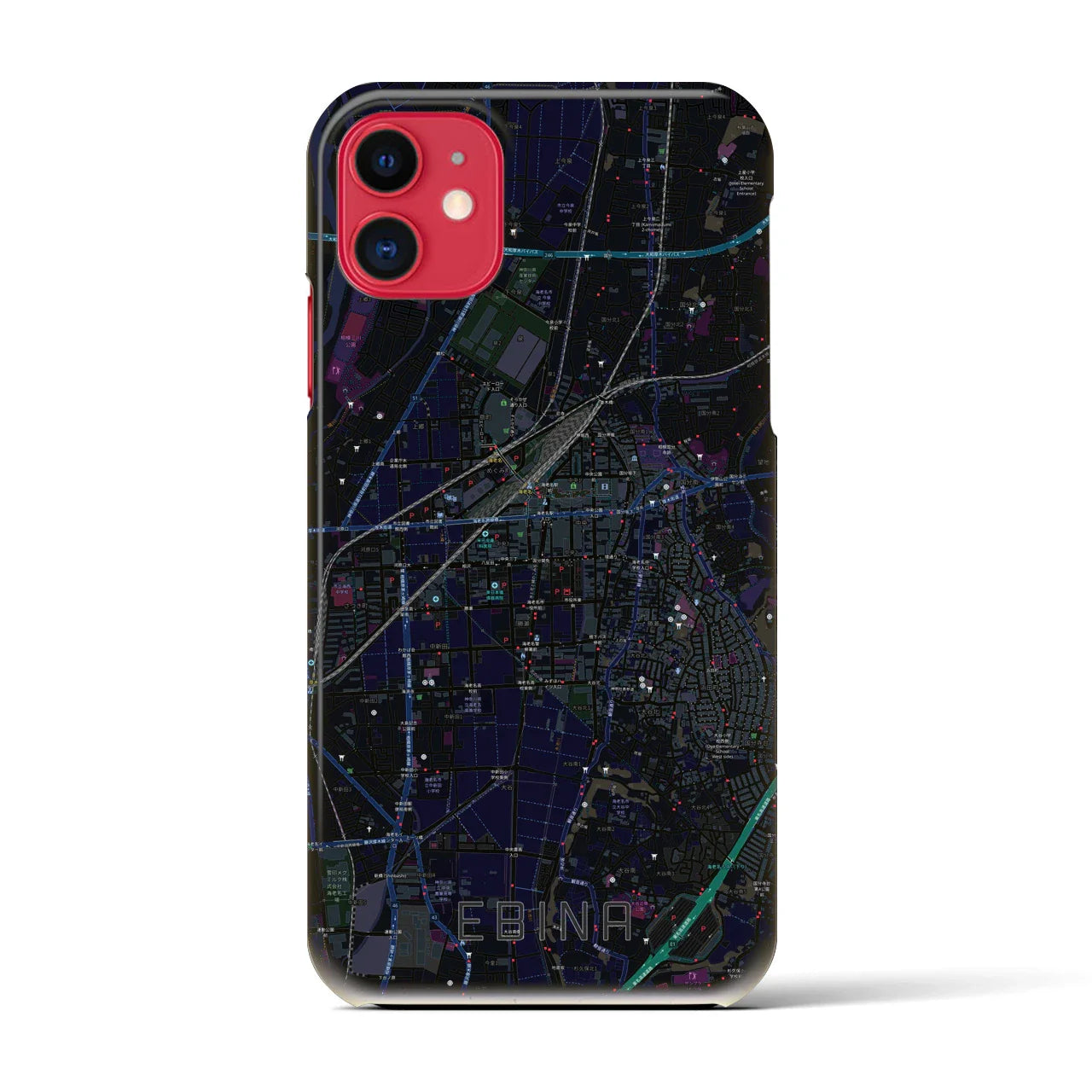 【海老名(神奈川県)】地図柄iPhoneケース(バックカバータイプ)