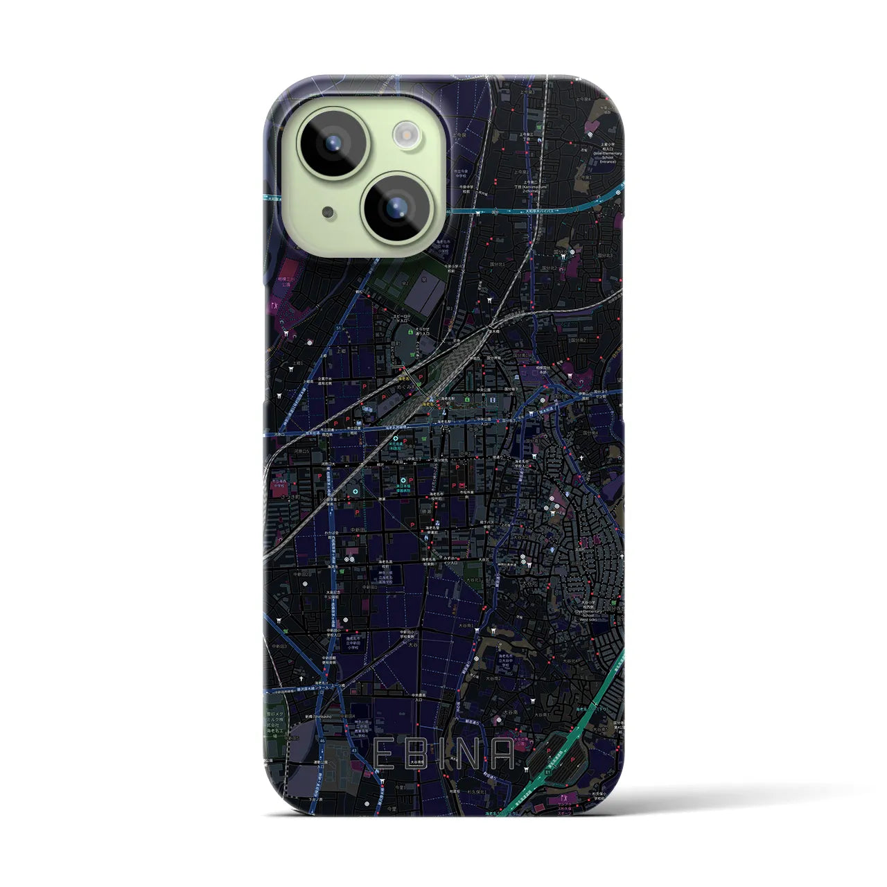 【海老名(神奈川県)】地図柄iPhoneケース(バックカバータイプ)
