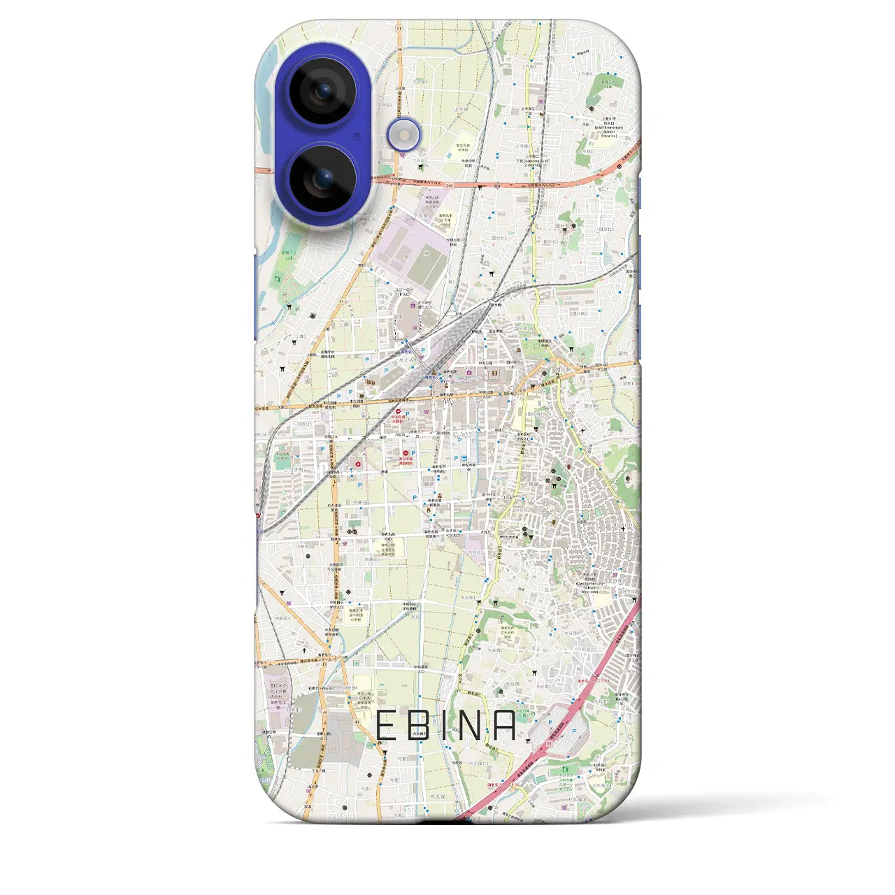 【海老名(神奈川県)】地図柄iPhoneケース(バックカバータイプ)ブラック・iPhone 16 Pro Max 用