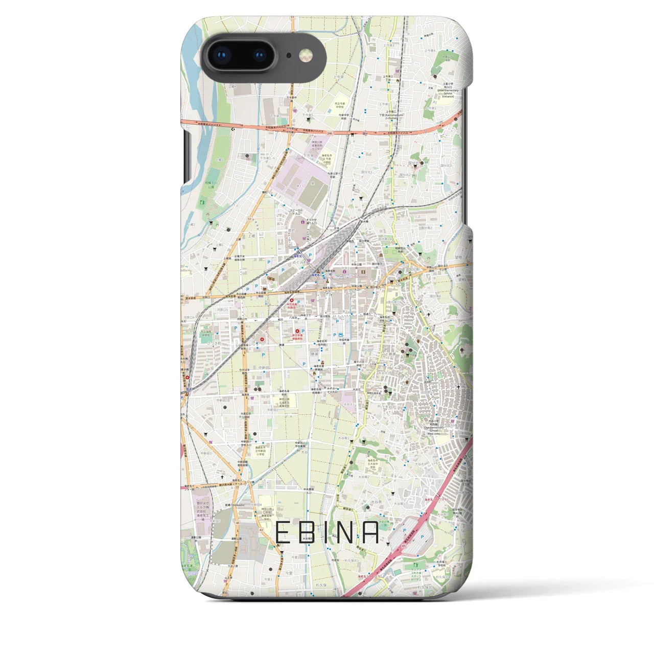 【海老名(神奈川県)】地図柄iPhoneケース(バックカバータイプ)