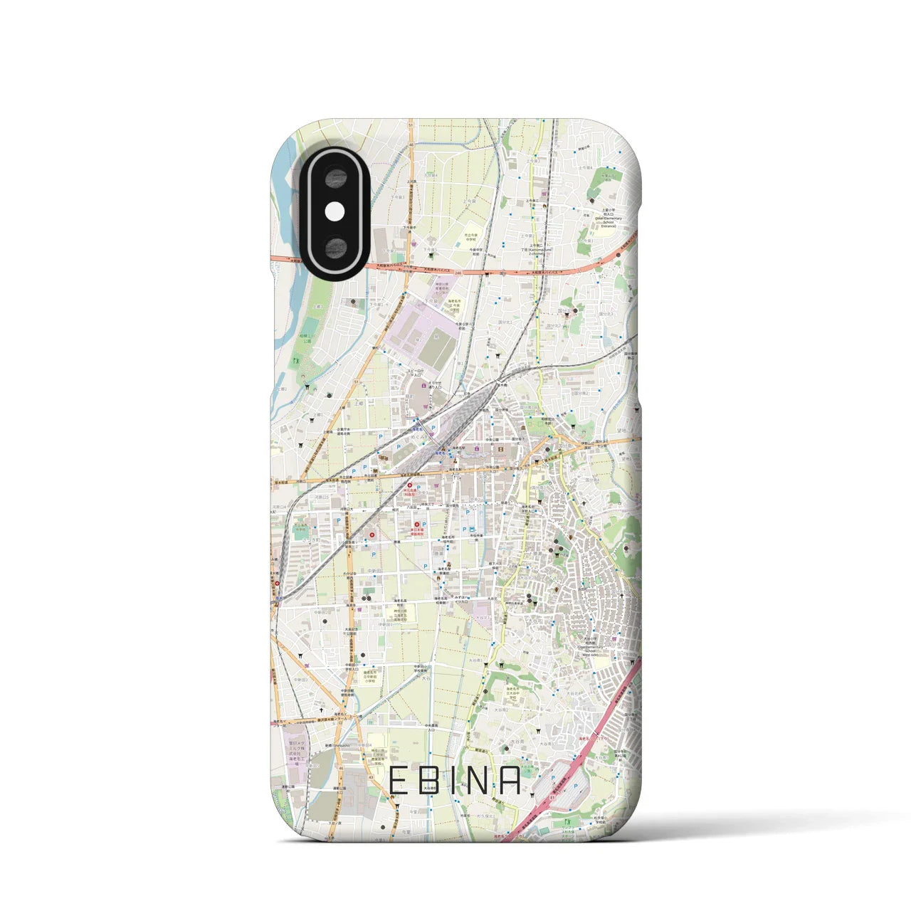 【海老名(神奈川県)】地図柄iPhoneケース(バックカバータイプ)