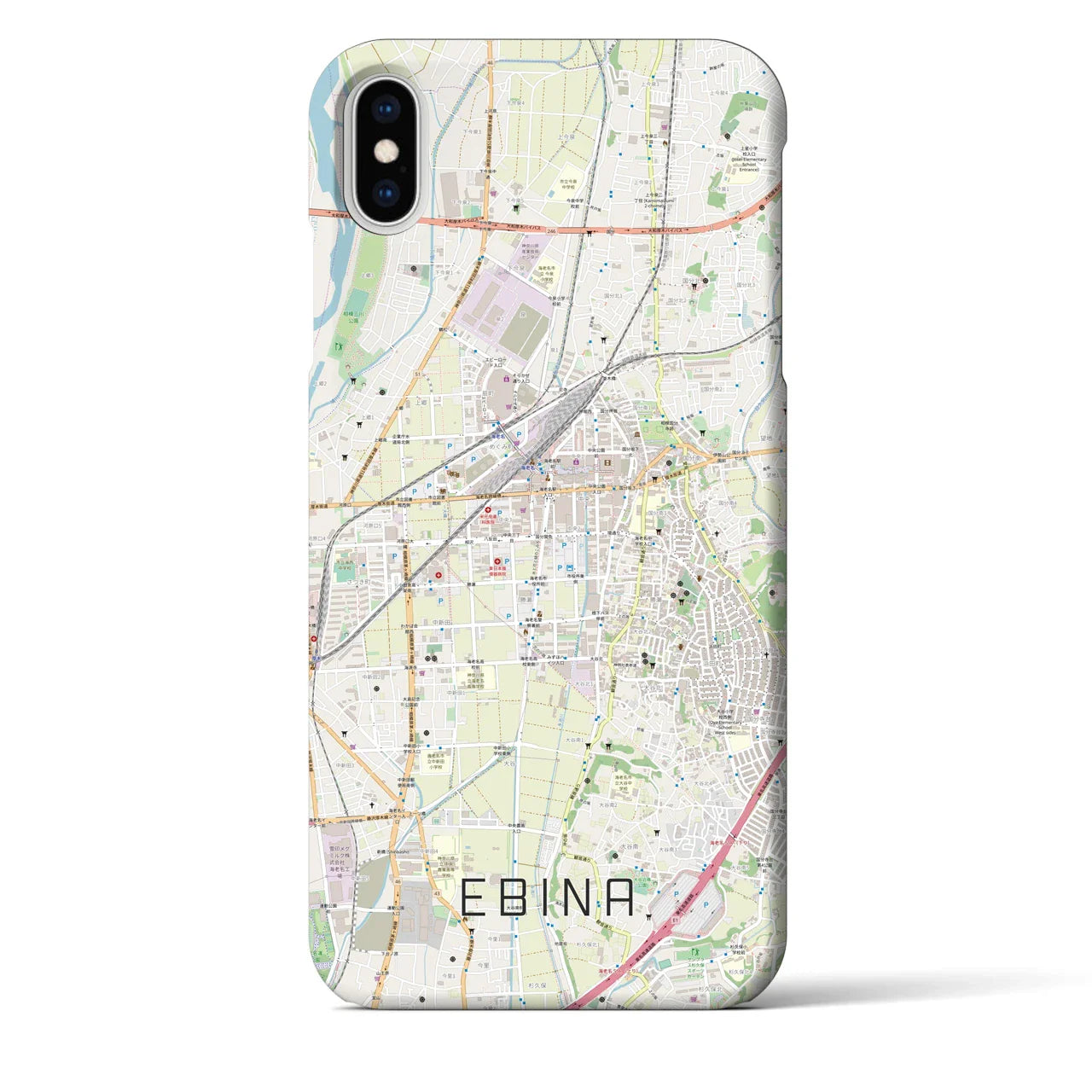 【海老名(神奈川県)】地図柄iPhoneケース(バックカバータイプ)