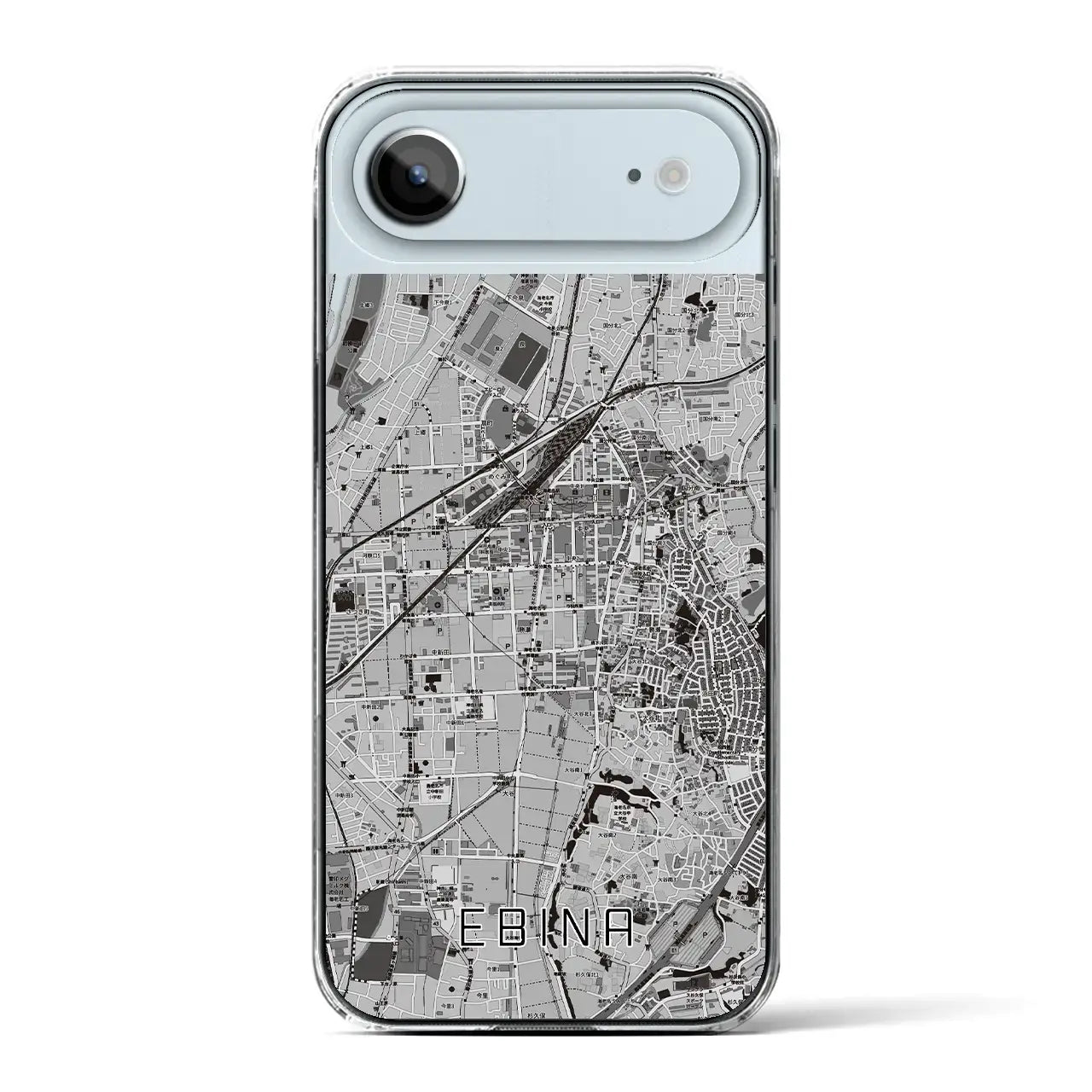 【海老名(神奈川県)】地図柄iPhoneケース(クリアタイプ)モノトーン・iPhone 17 Pro Max 用