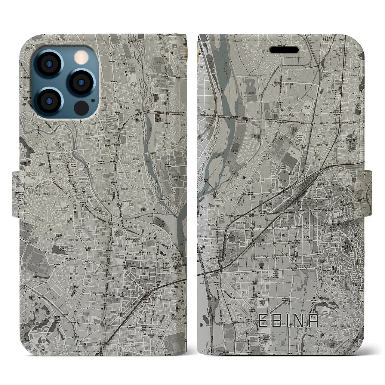 【海老名(神奈川県)】地図柄iPhoneケース(手帳タイプ)