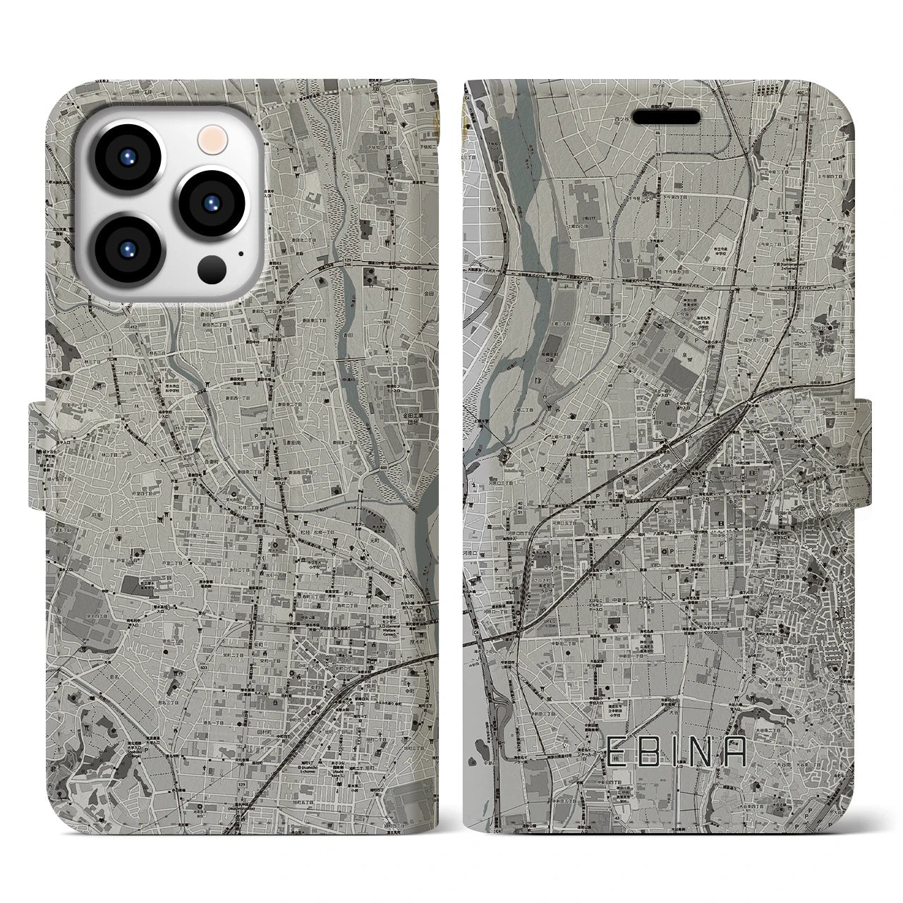 【海老名(神奈川県)】地図柄iPhoneケース(手帳タイプ)