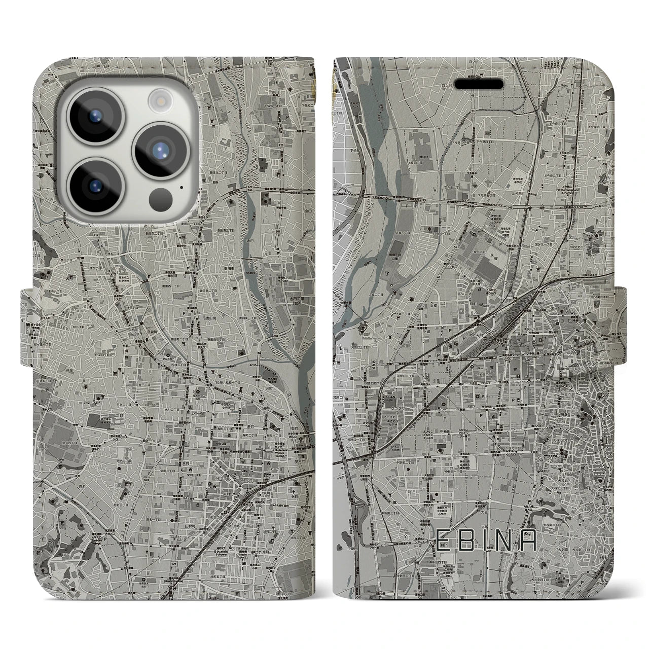 【海老名(神奈川県)】地図柄iPhoneケース(手帳タイプ)