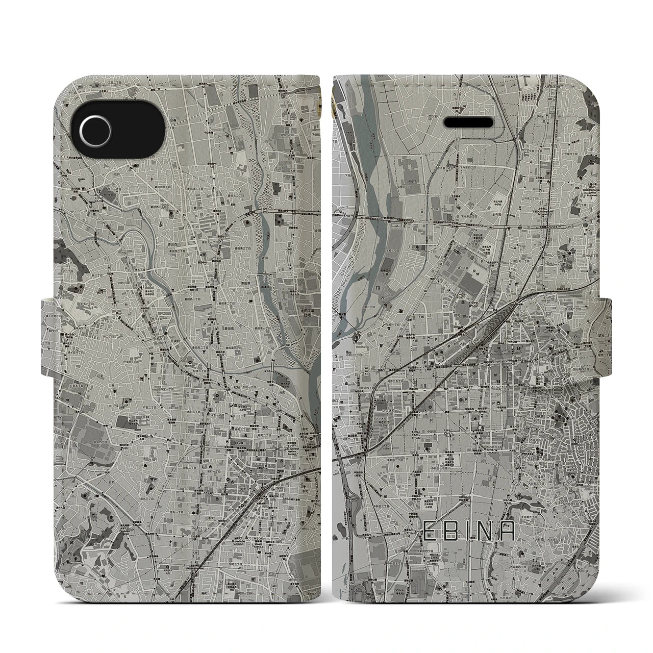 【海老名(神奈川県)】地図柄iPhoneケース(手帳タイプ)