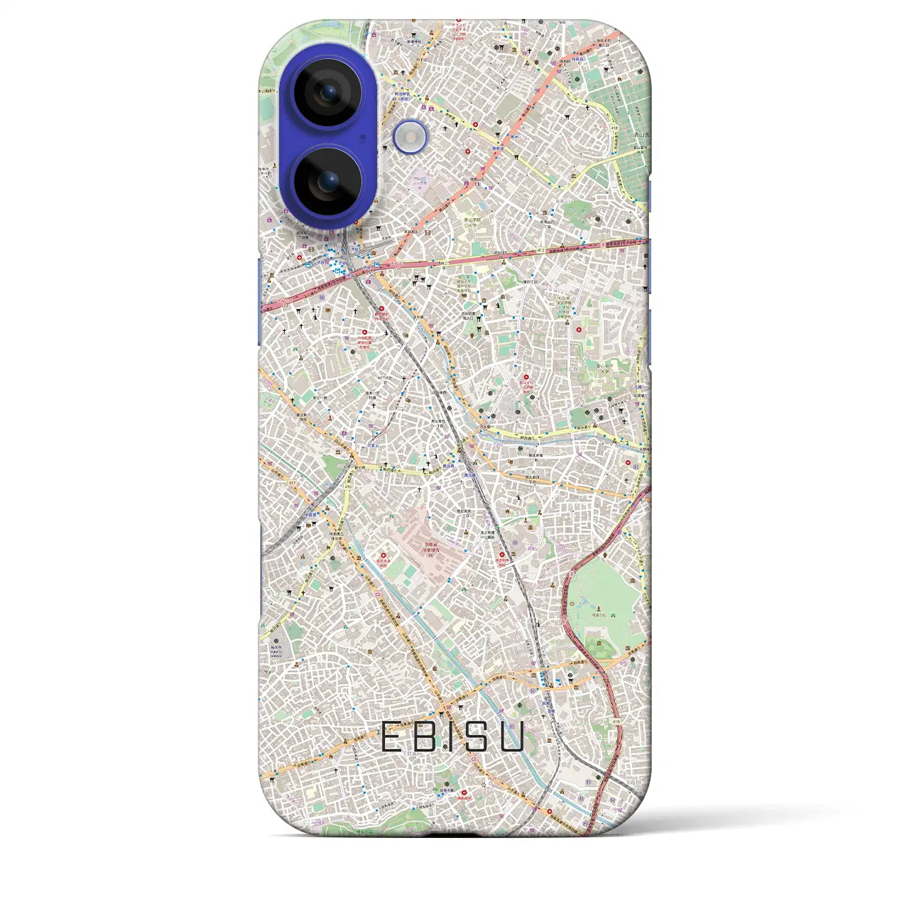 【恵比寿(東京都)】地図柄iPhoneケース(バックカバータイプ)ブラック・iPhone 16 Pro Max 用