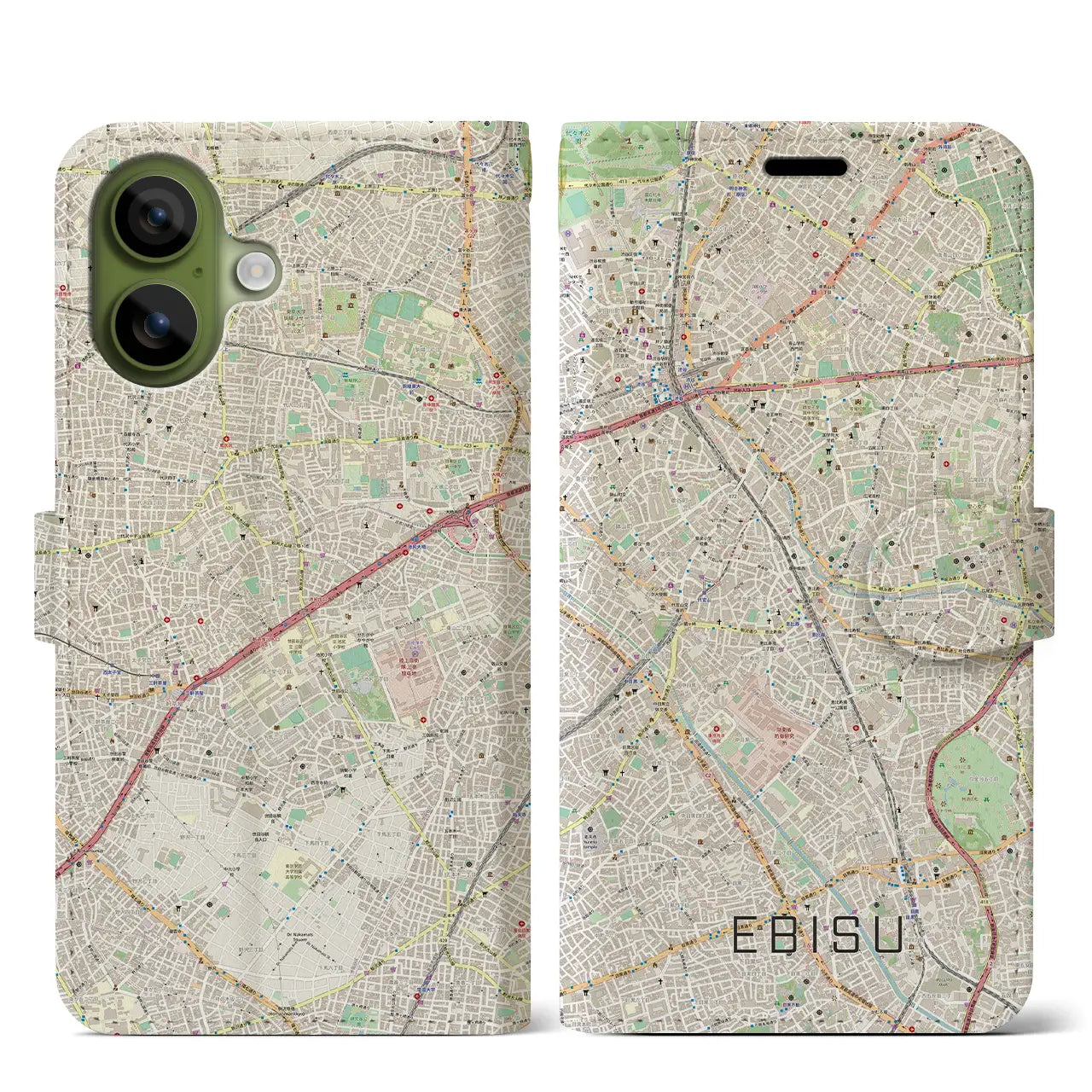 【恵比寿(東京都)】地図柄iPhoneケース(手帳タイプ)