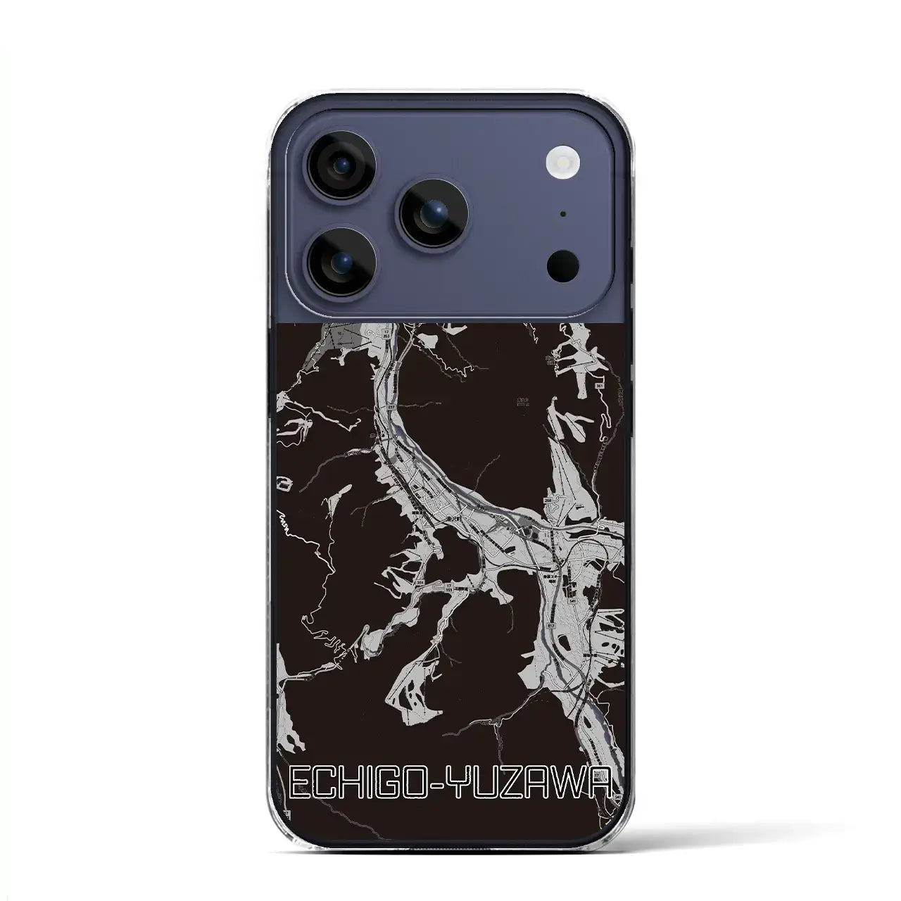 【越後湯沢(新潟県)】地図柄iPhoneケース(クリアタイプ)モノトーン・iPhone 17 Pro Max 用