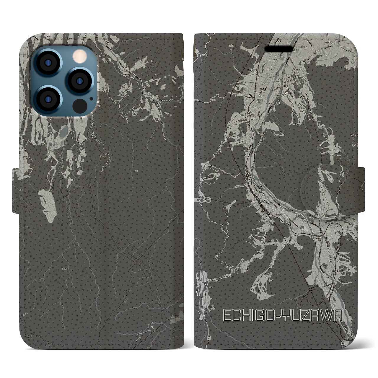【越後湯沢(新潟県)】地図柄iPhoneケース(手帳タイプ)