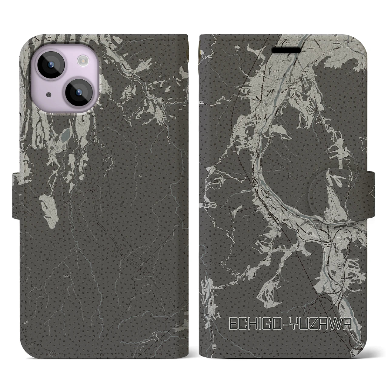 【越後湯沢(新潟県)】地図柄iPhoneケース(手帳タイプ)