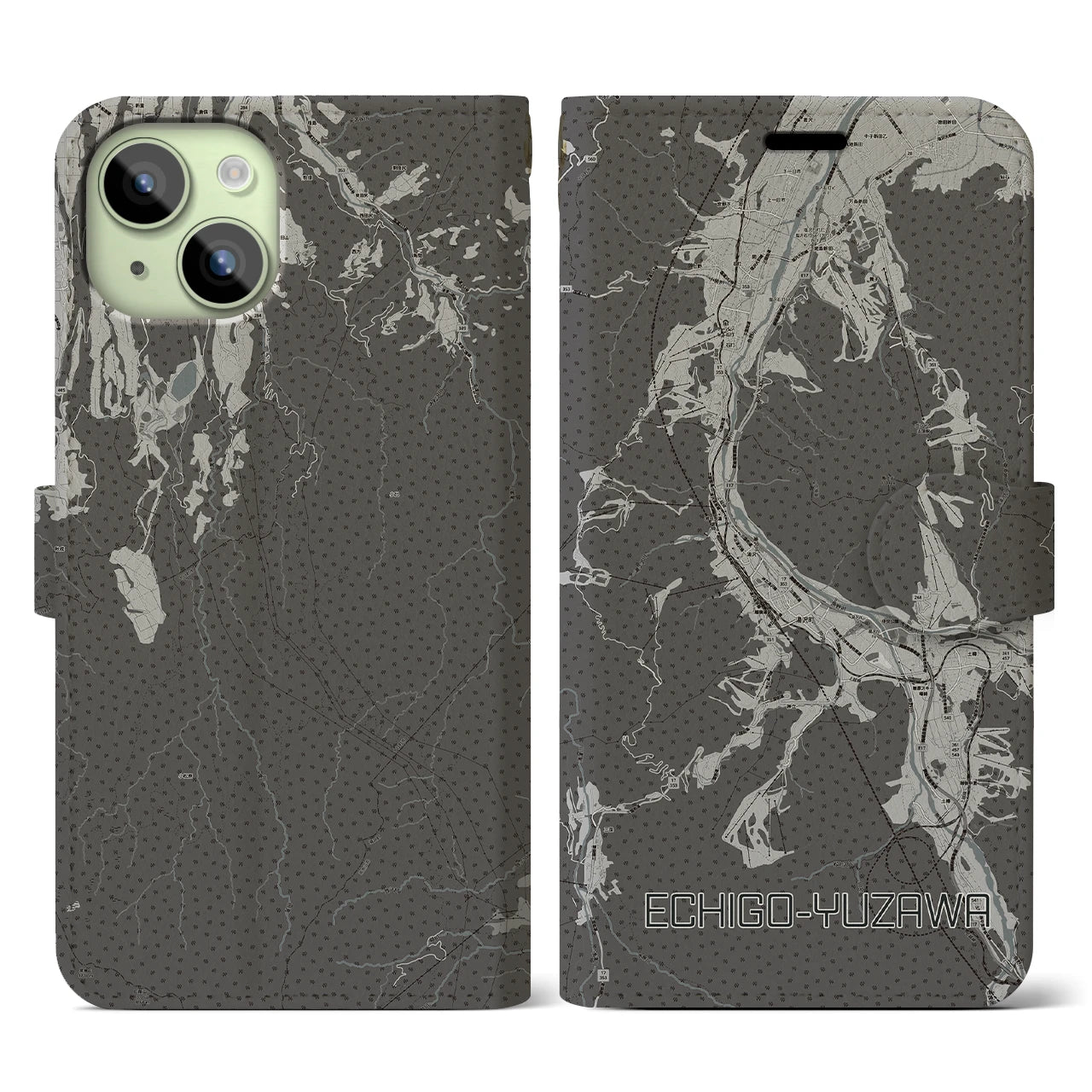 【越後湯沢(新潟県)】地図柄iPhoneケース(手帳タイプ)