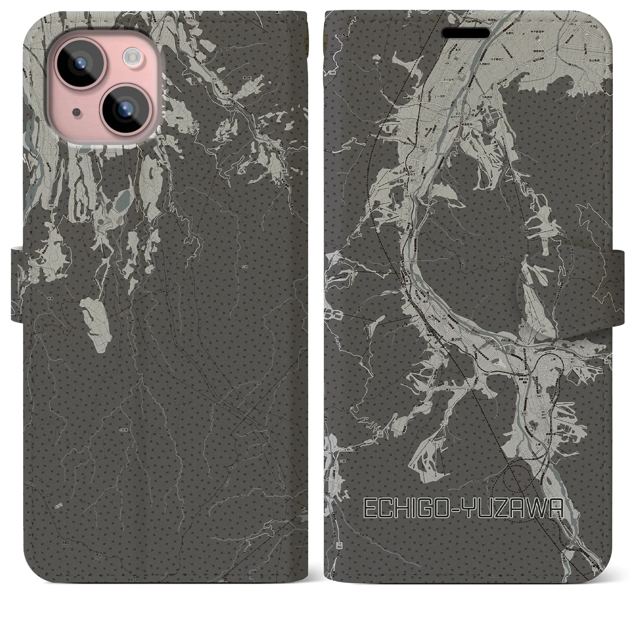 【越後湯沢(新潟県)】地図柄iPhoneケース(手帳タイプ)