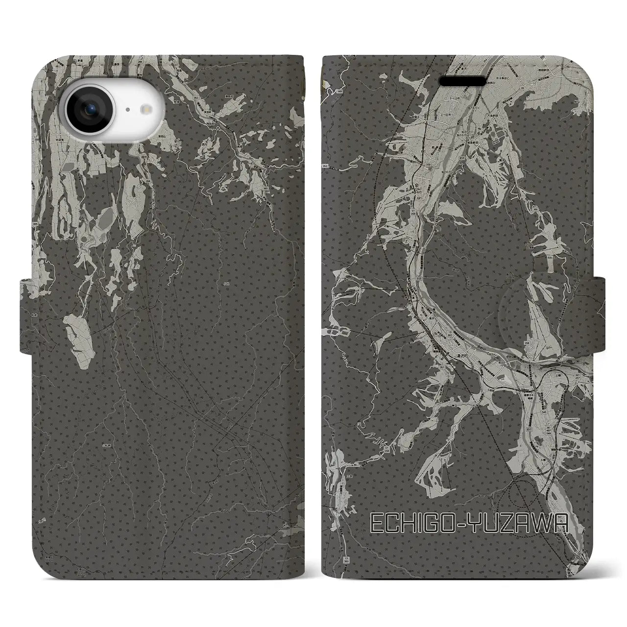【越後湯沢(新潟県)】地図柄iPhoneケース(手帳タイプ)