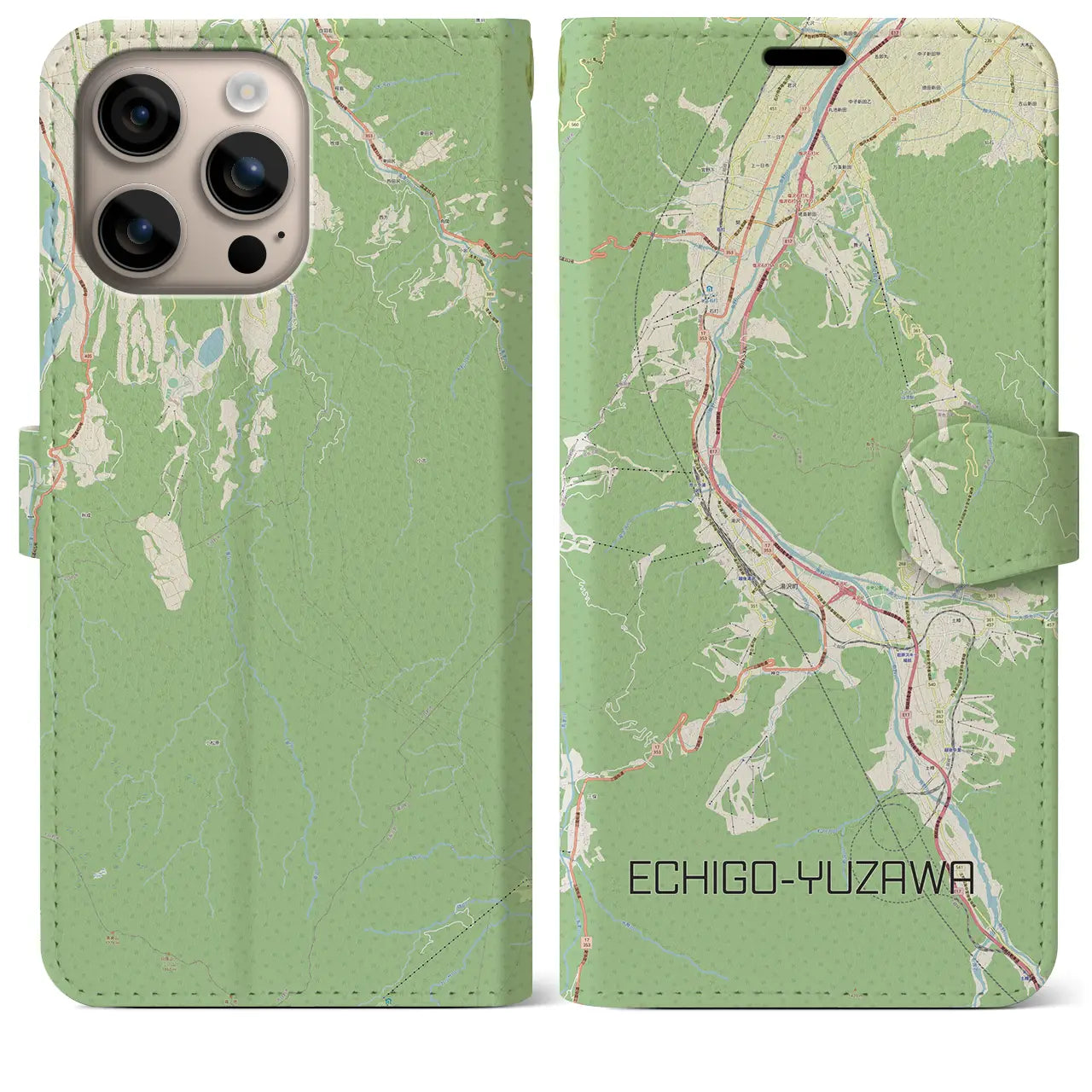 【越後湯沢(新潟県)】地図柄iPhoneケース(手帳タイプ)ナチュラル・iPhone 16 Plus 用
