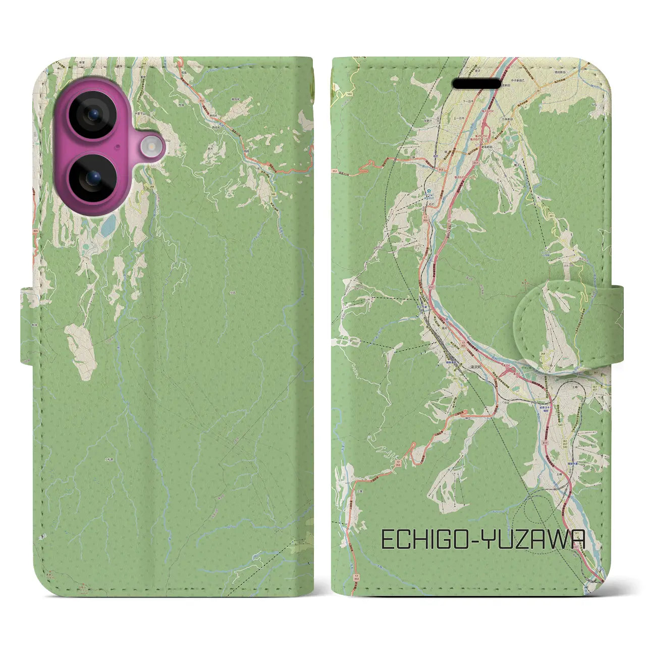 【越後湯沢(新潟県)】地図柄iPhoneケース(手帳タイプ)ナチュラル・iPhone 16 Pro 用