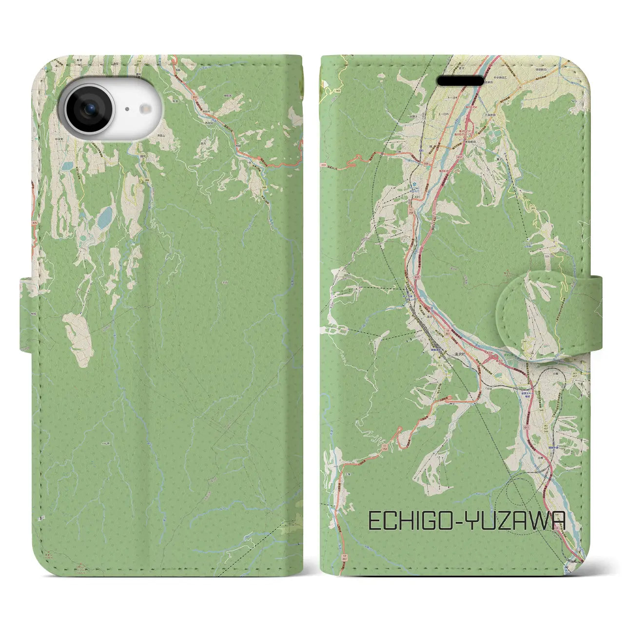 【越後湯沢(新潟県)】地図柄iPhoneケース(手帳タイプ)