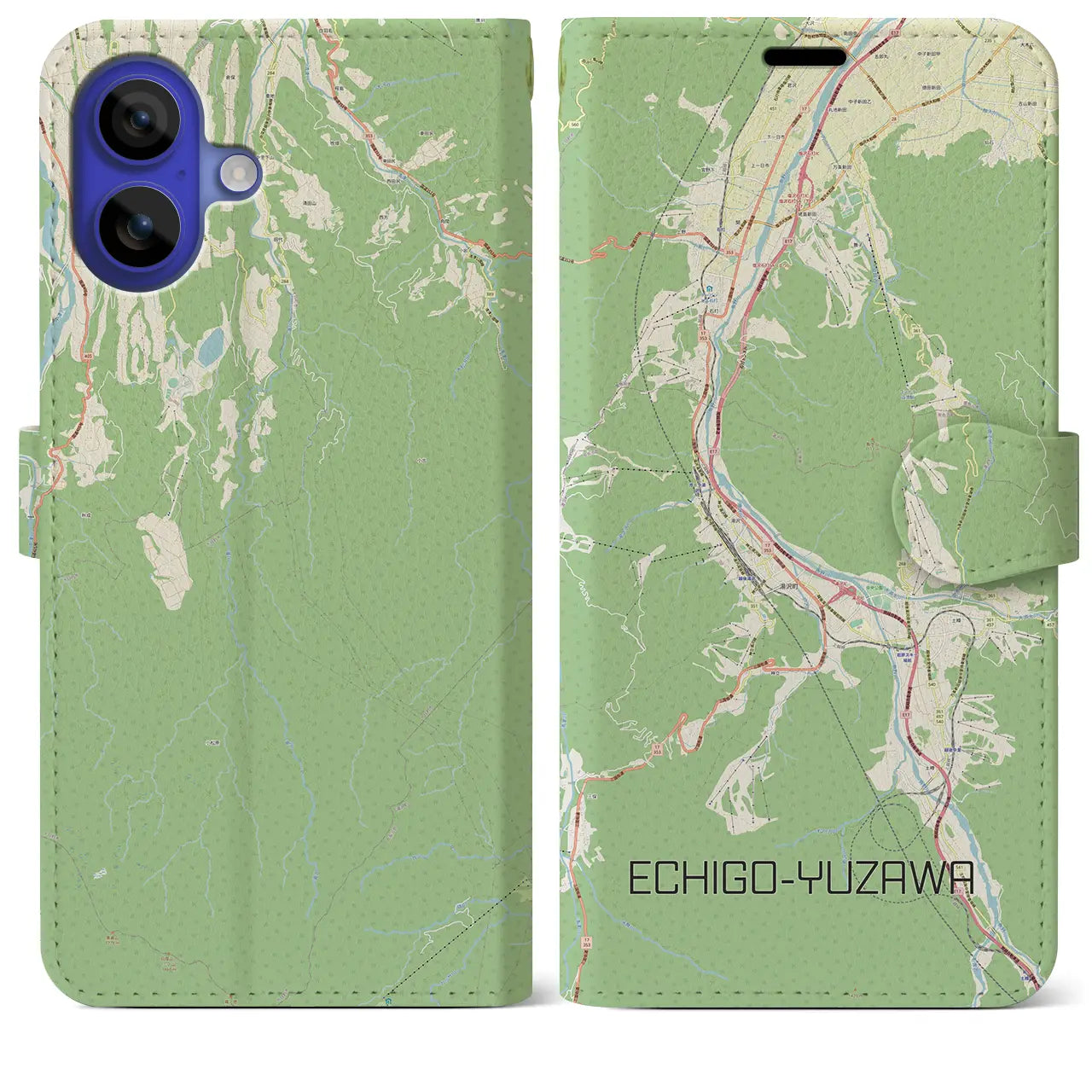 【越後湯沢(新潟県)】地図柄iPhoneケース(手帳タイプ)