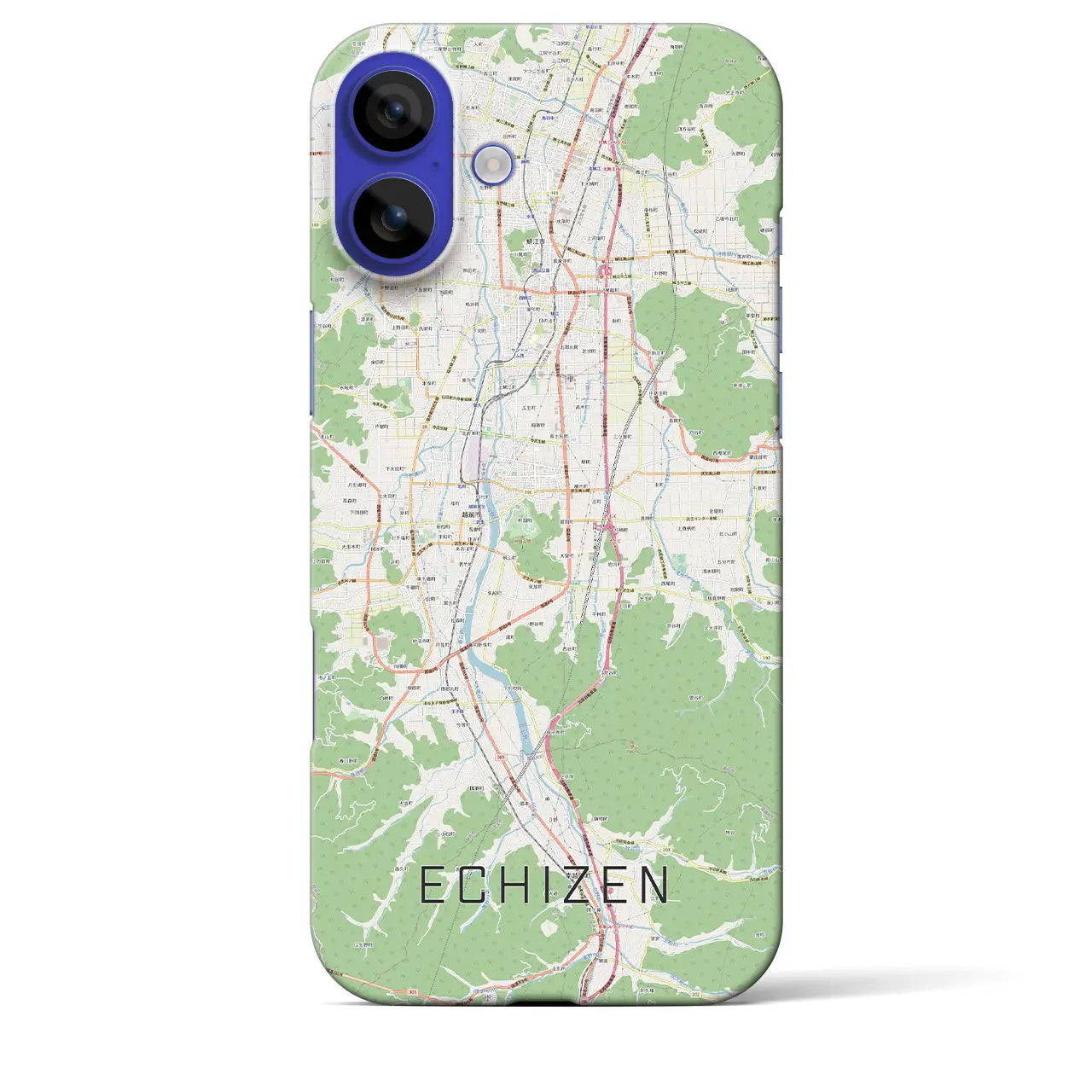 【越前(福井県)】地図柄iPhoneケース(バックカバータイプ)ブラック・iPhone 16 Pro Max 用
