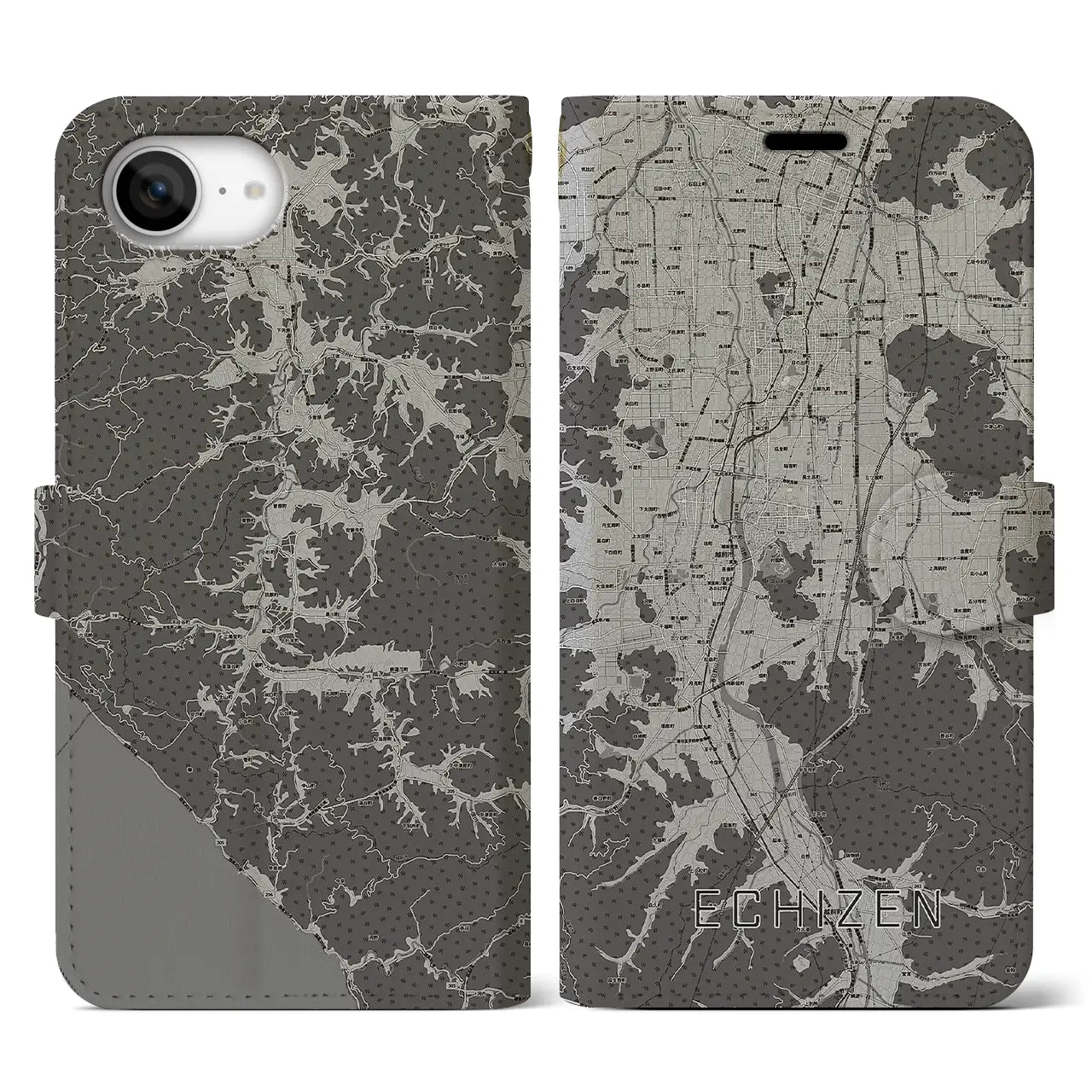 【越前(福井県)】地図柄iPhoneケース(手帳タイプ)