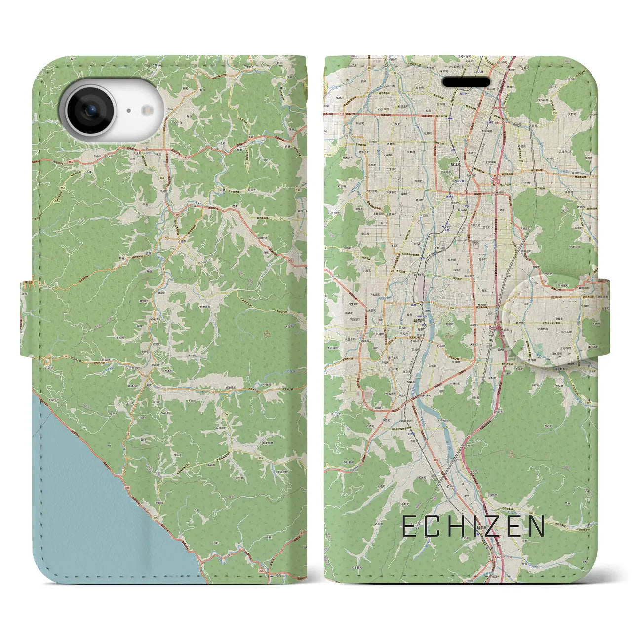 【越前(福井県)】地図柄iPhoneケース(手帳タイプ)