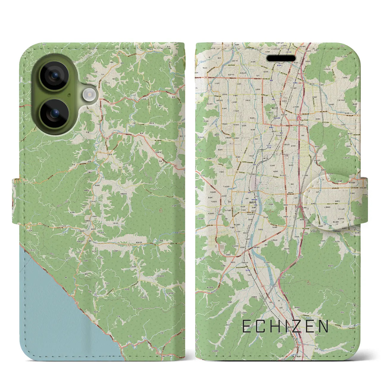 【越前(福井県)】地図柄iPhoneケース(手帳タイプ)