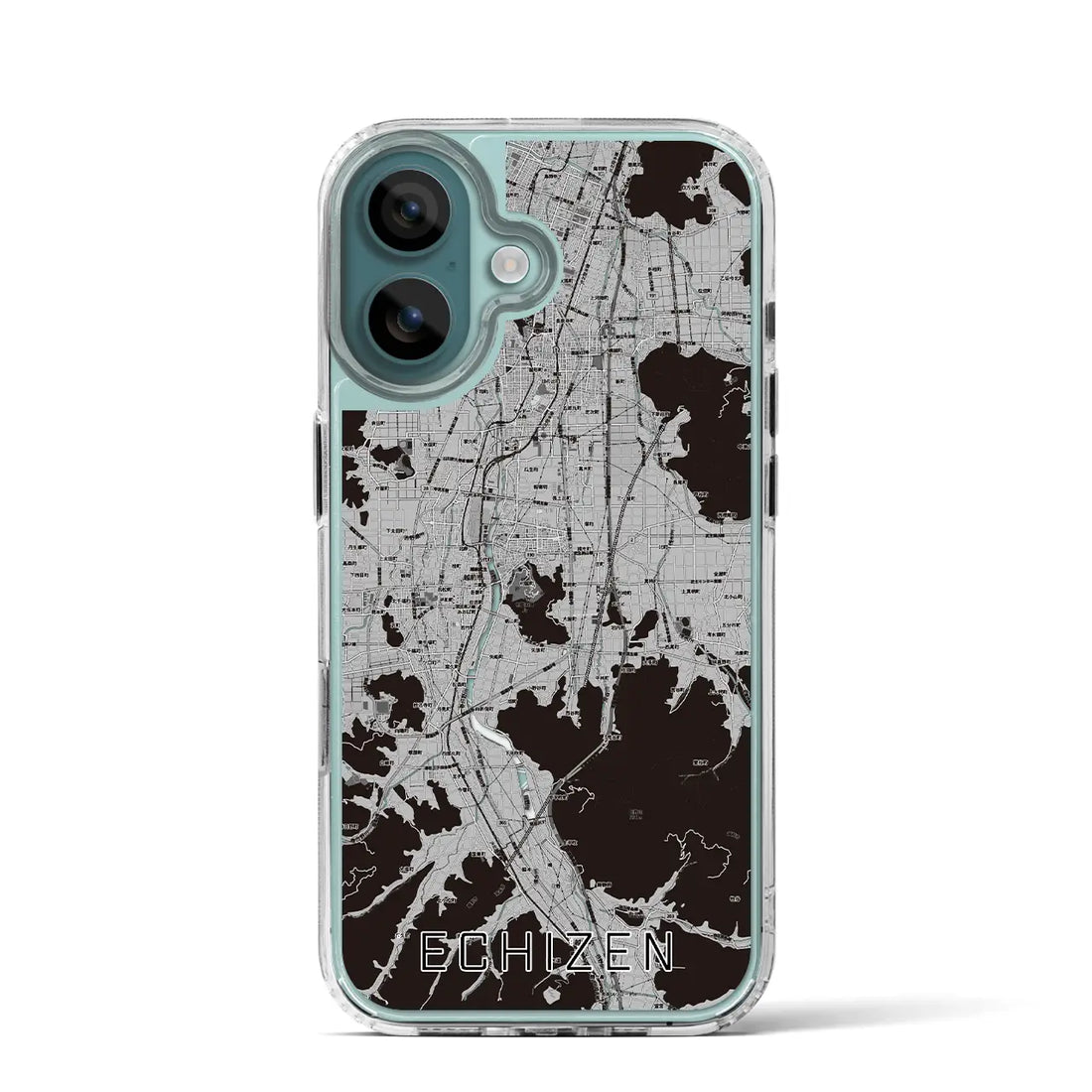 【越前(福井県)】地図柄iPhoneケース(MagSafeタイプ)モノトーン・iPhone 16 Pro 用