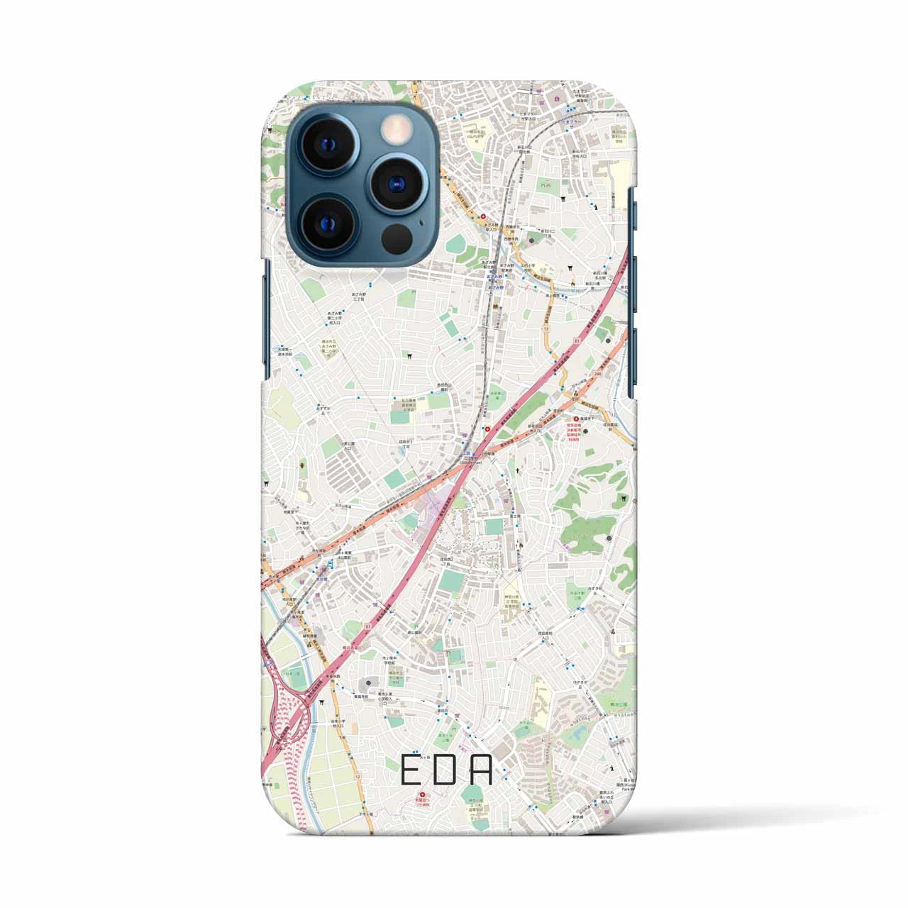 【江田(神奈川県)】地図柄iPhoneケース(バックカバータイプ)