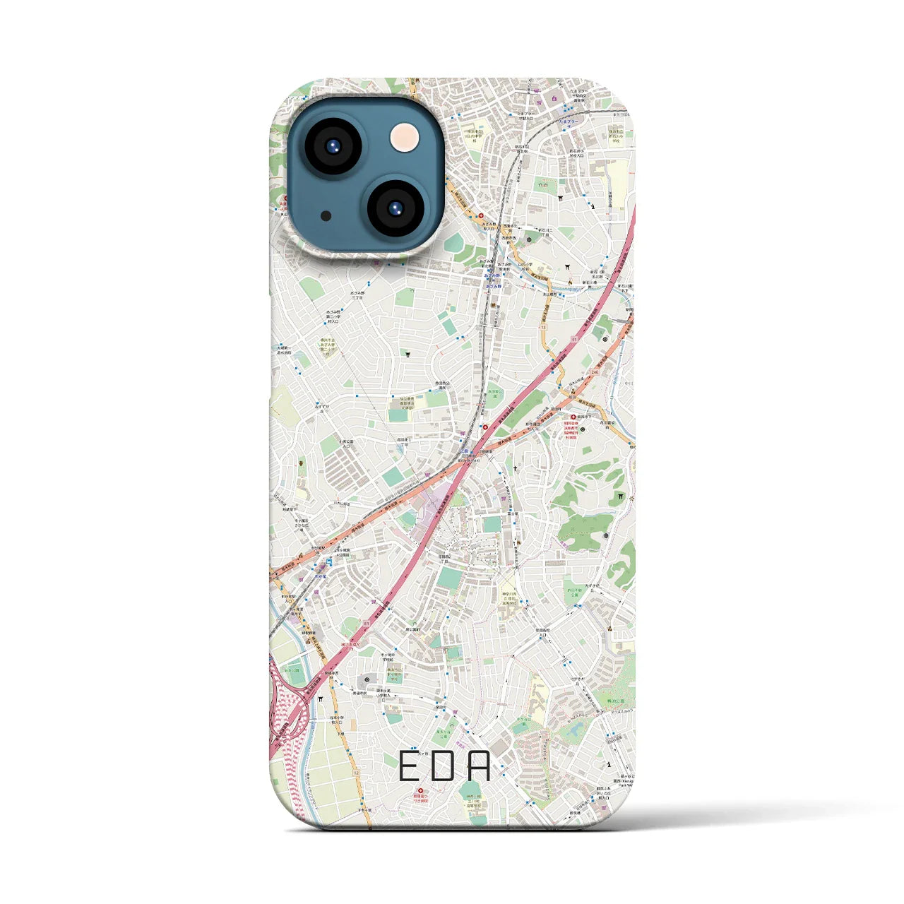 【江田(神奈川県)】地図柄iPhoneケース(バックカバータイプ)