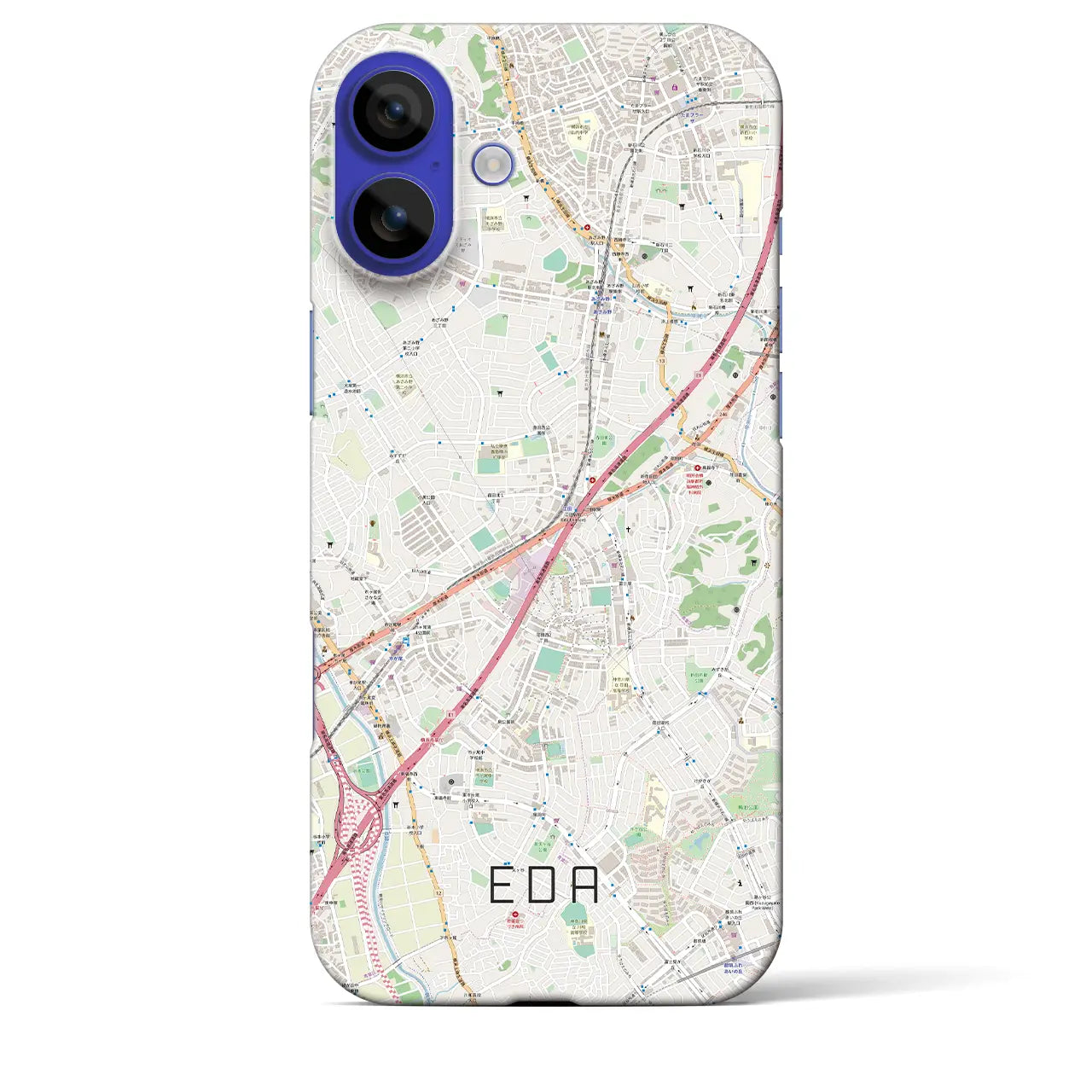 【江田(神奈川県)】地図柄iPhoneケース(バックカバータイプ)ブラック・iPhone 16 Pro Max 用