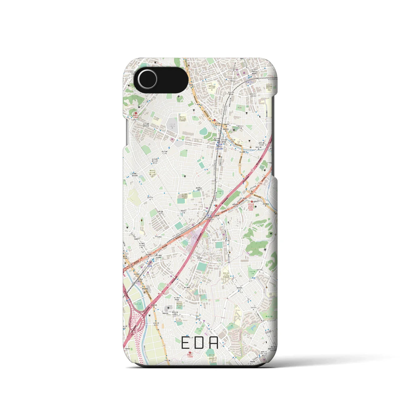 【江田(神奈川県)】地図柄iPhoneケース(バックカバータイプ)