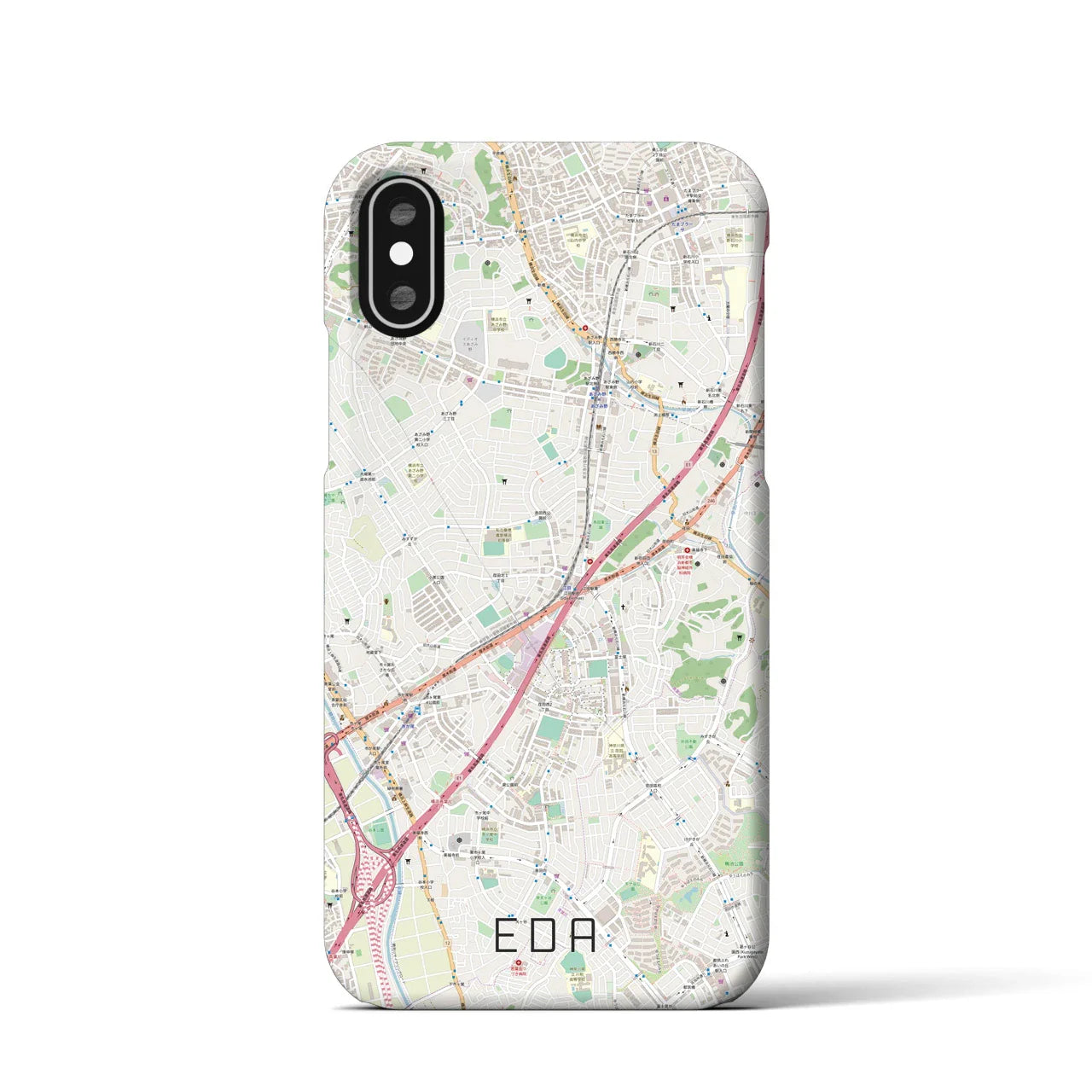 【江田(神奈川県)】地図柄iPhoneケース(バックカバータイプ)